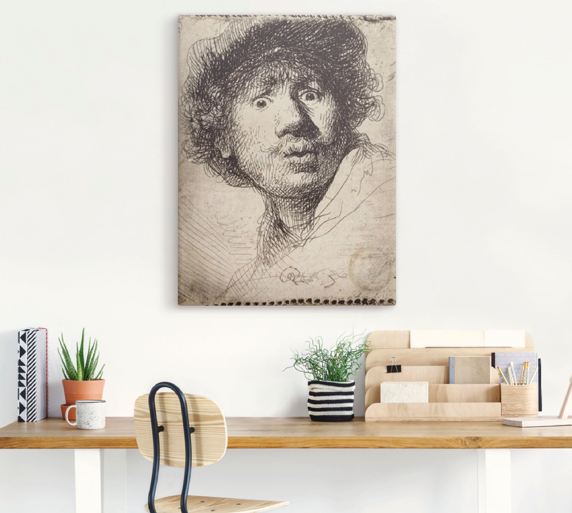 Artland Leinwandbild »Selbstbildnis mit aufgerissenen Augen«, Porträts, (1 St.), auf Keilrahmen gespannt