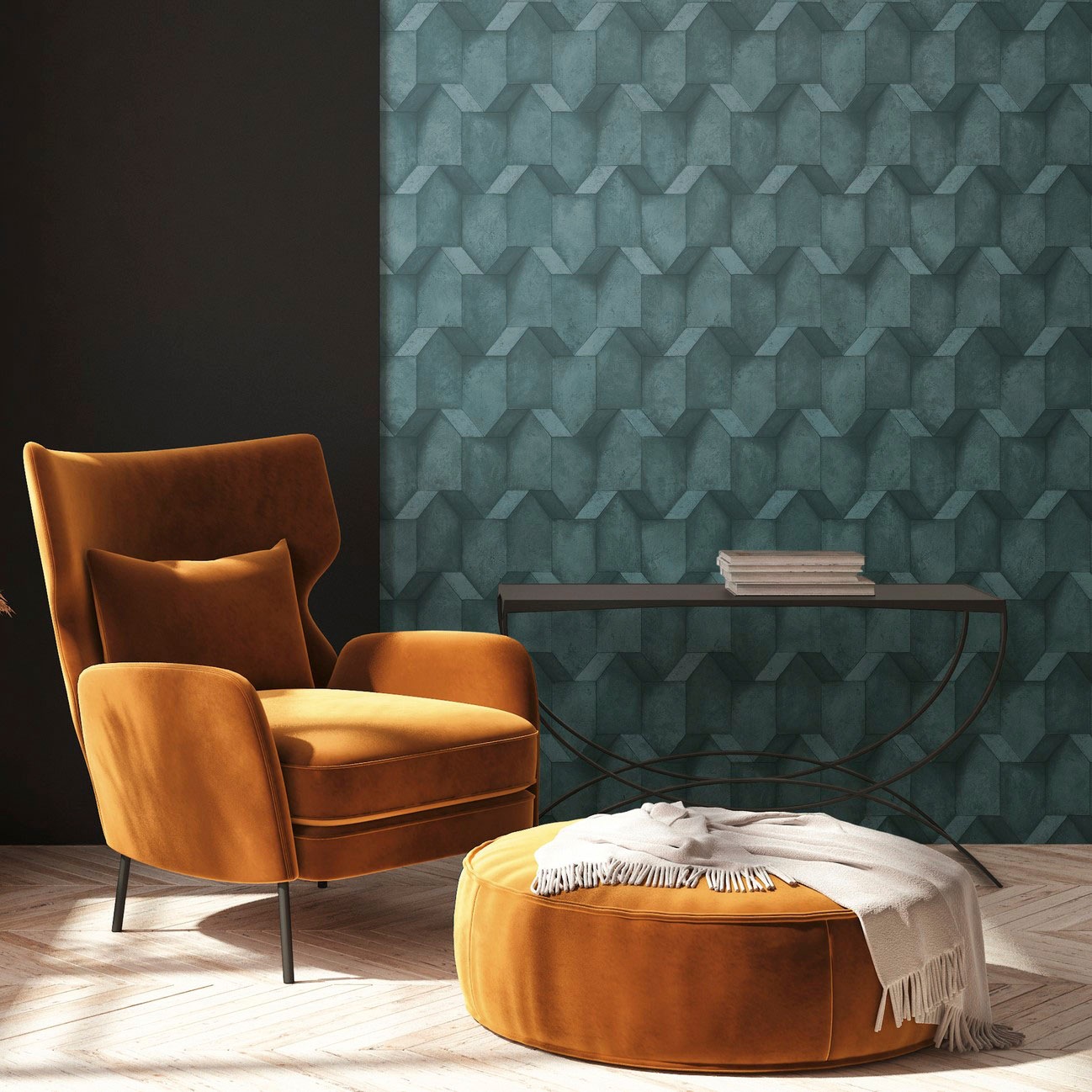 A.S. Création Vliestapete »THE BOS Betonoptik 3D Effekt«, matt-gemustert-neutral, Betonoptik 3D Effekt Tapeten Wohnzimmer Schlafzimmer Küche Anthrazit