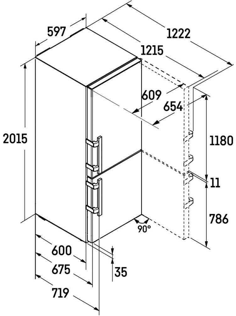 Liebherr Kühl-/Gefrierkombination Pure »CNdgc 5713_997244051« 201,5 cm hoch 59,7 cm breit