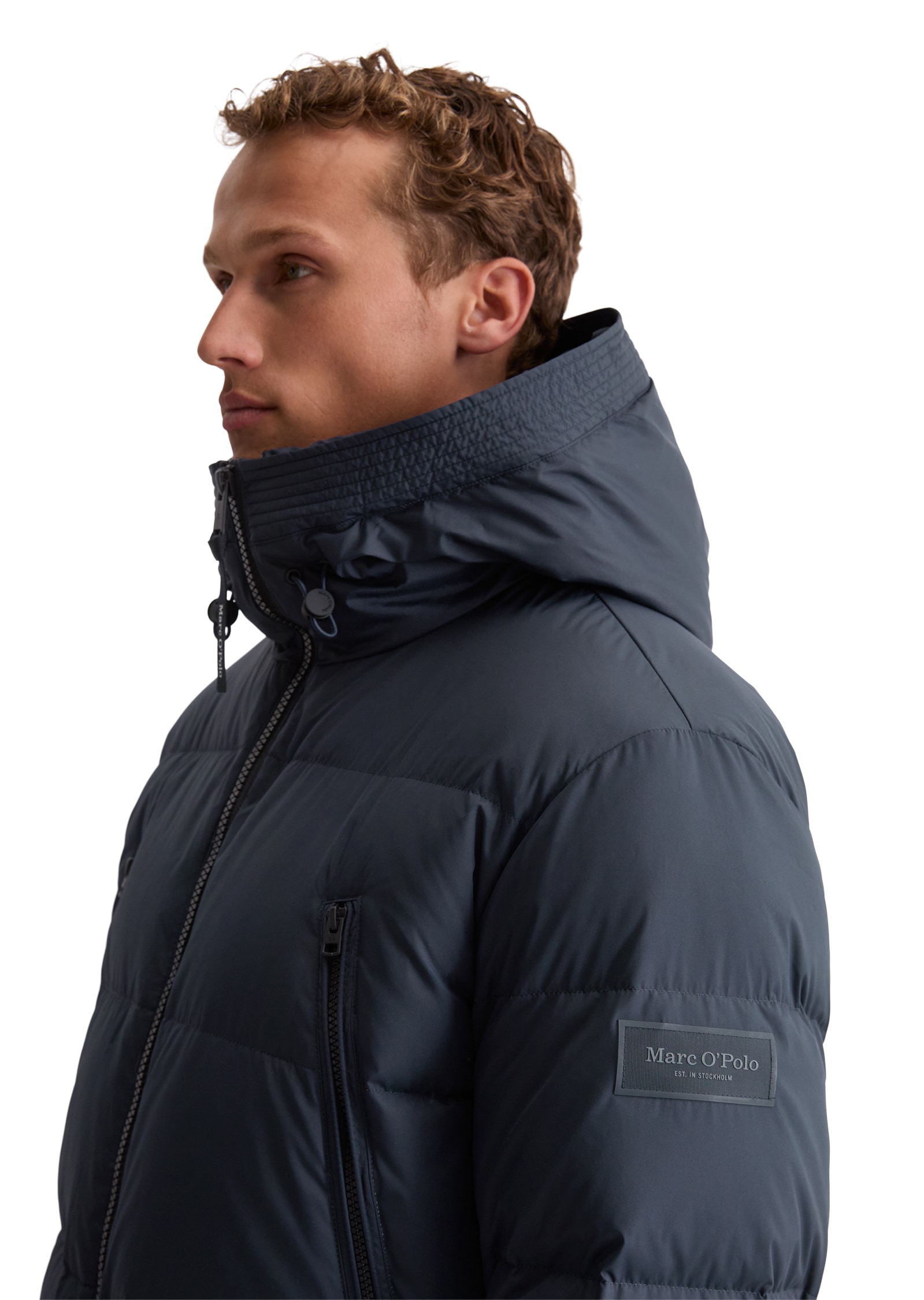 Marc O'Polo Daunenjacke, mit Kapuze, Pufferjacke, regular fit, eingesetzte, elastische Ärmelabschlüsse