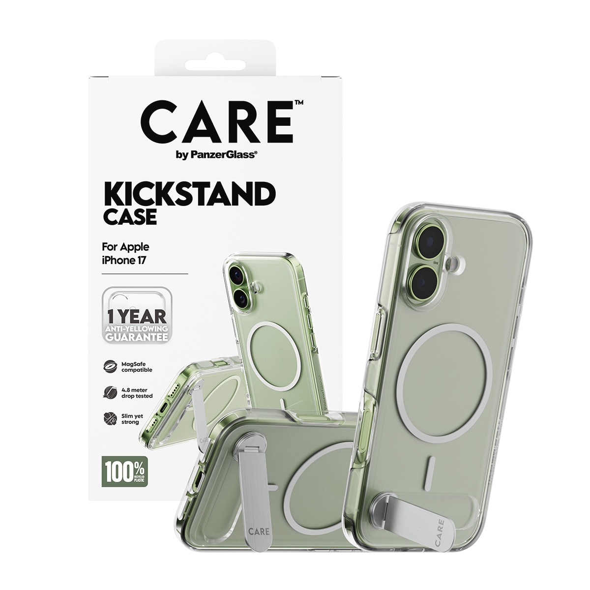 CARE by PanzerGlass Handyhülle »Kickstand Case für Apple iPhone 17« Apple iPhone 17 Backcover, Schutzhülle, Handyschutzhülle, Case, Schutzcase, stoßfest