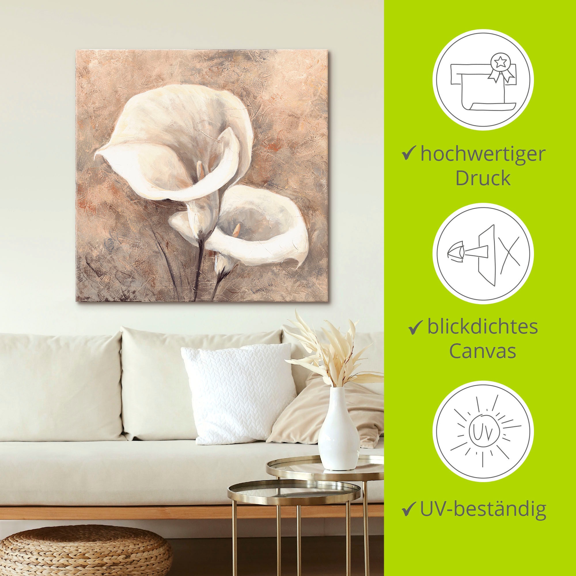 Artland Wandbild »Klassische Callas«, Blumen, (1 St.), als Leinwandbild, Wandaufkleber in verschied. Größen