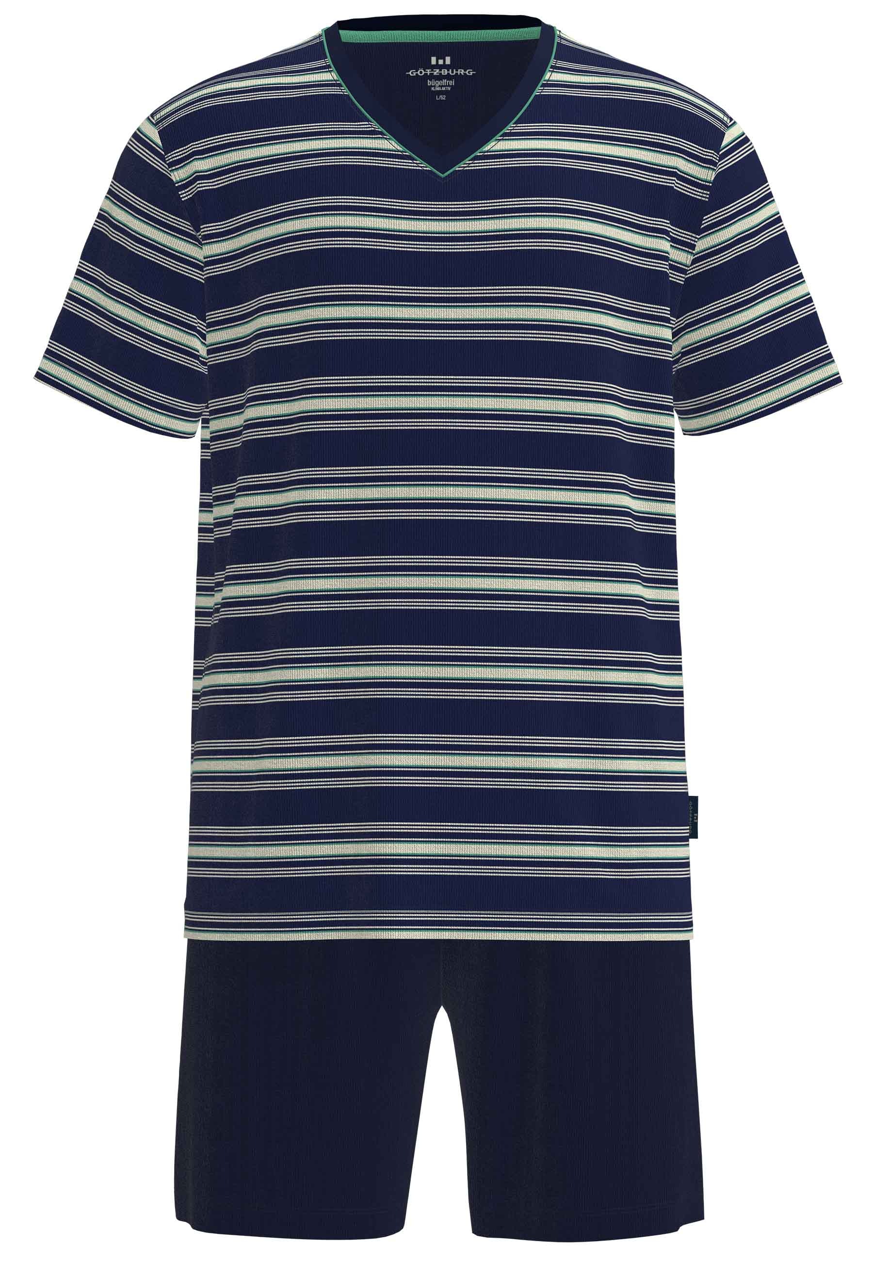 GÖTZBURG Shorty gestreift, kurz, atmungsaktiv, V-Ausschnitt, Baumwollmix günstig online kaufen