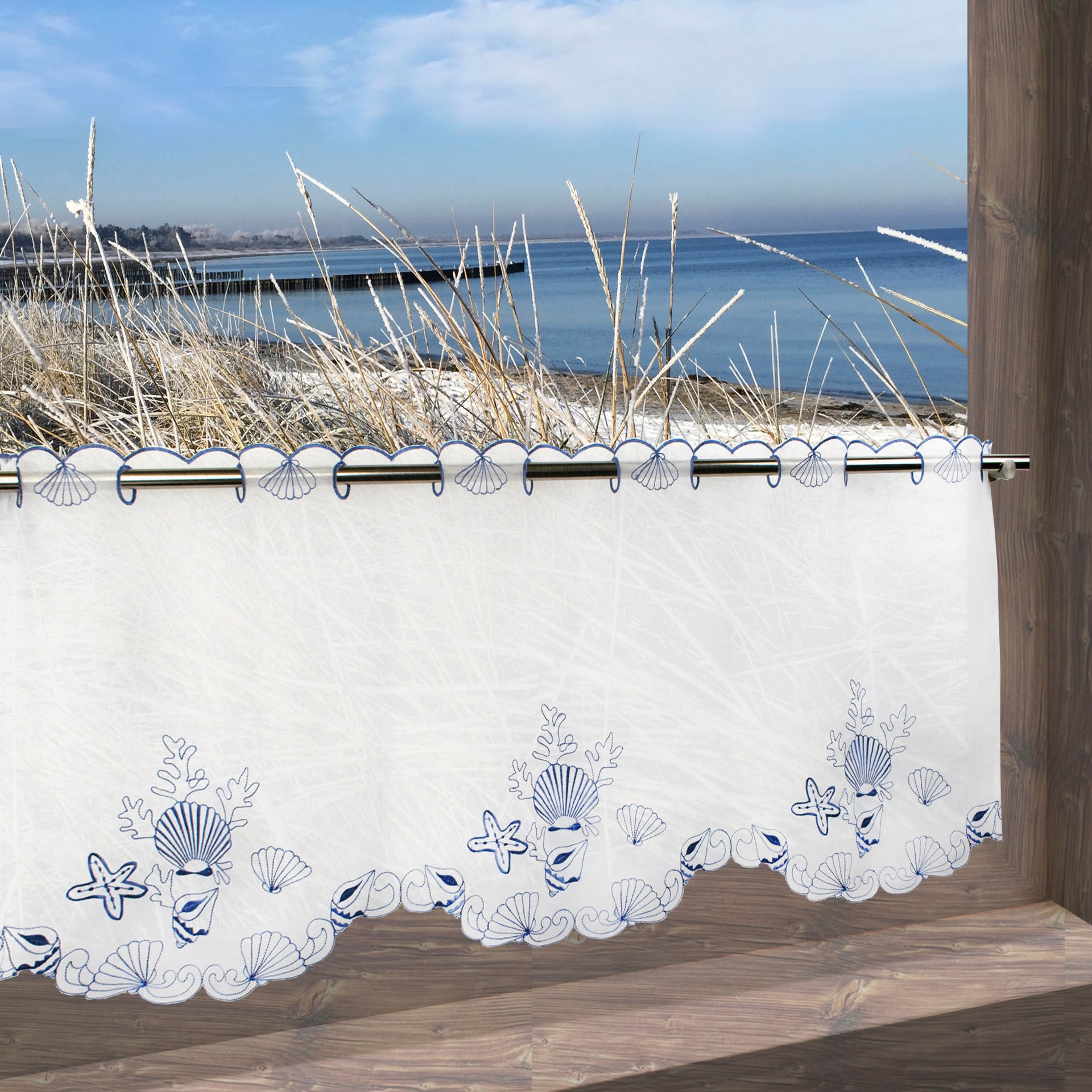 Delindo Lifestyle Scheibengardine "Muscheln" Stangendurchzug 1 Stk. tlg. mi günstig online kaufen