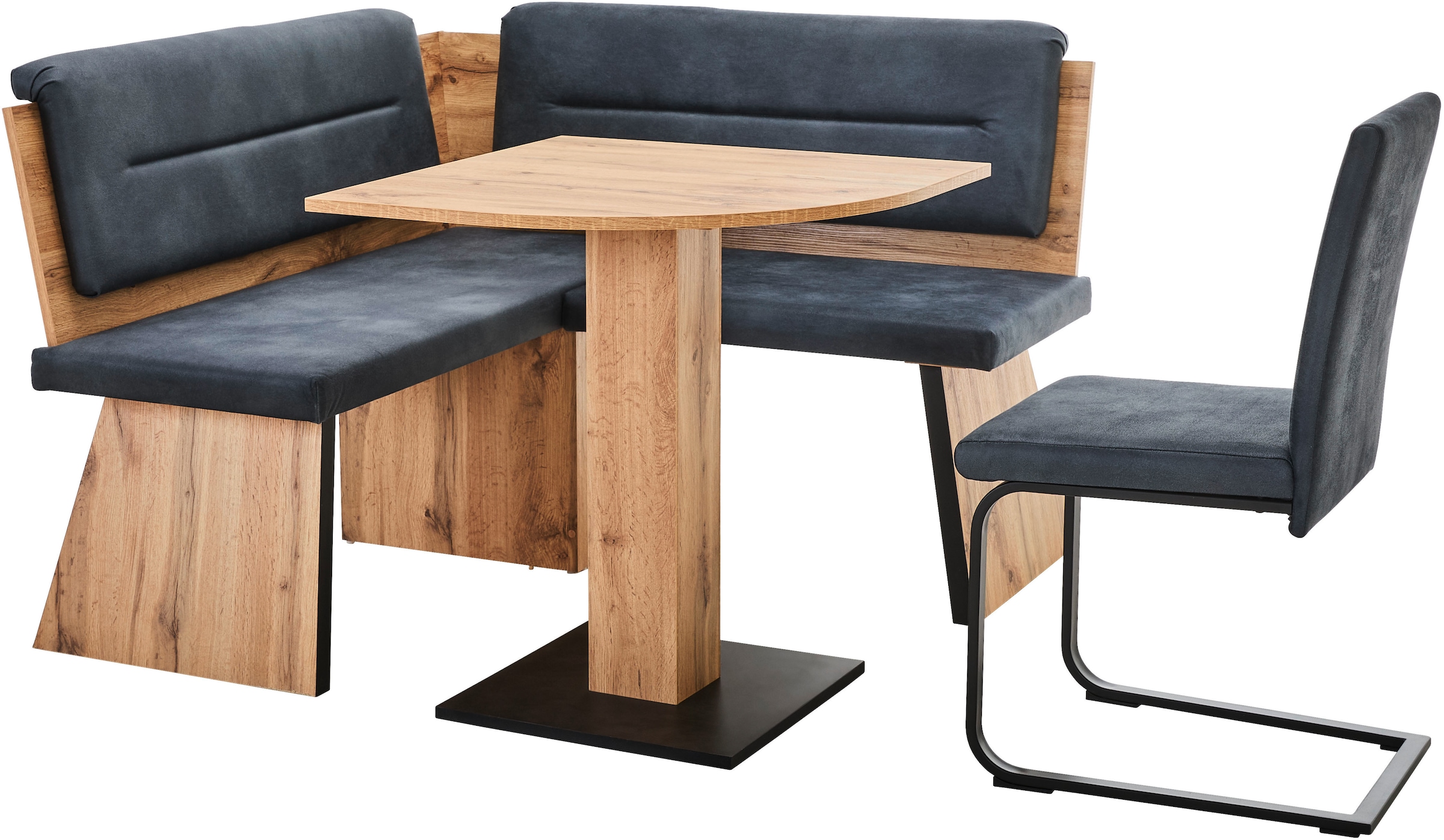 massivline&more "Treviso" 3 tlg. tlg. besteht aus Tisch, Eckbank, Freischwinger