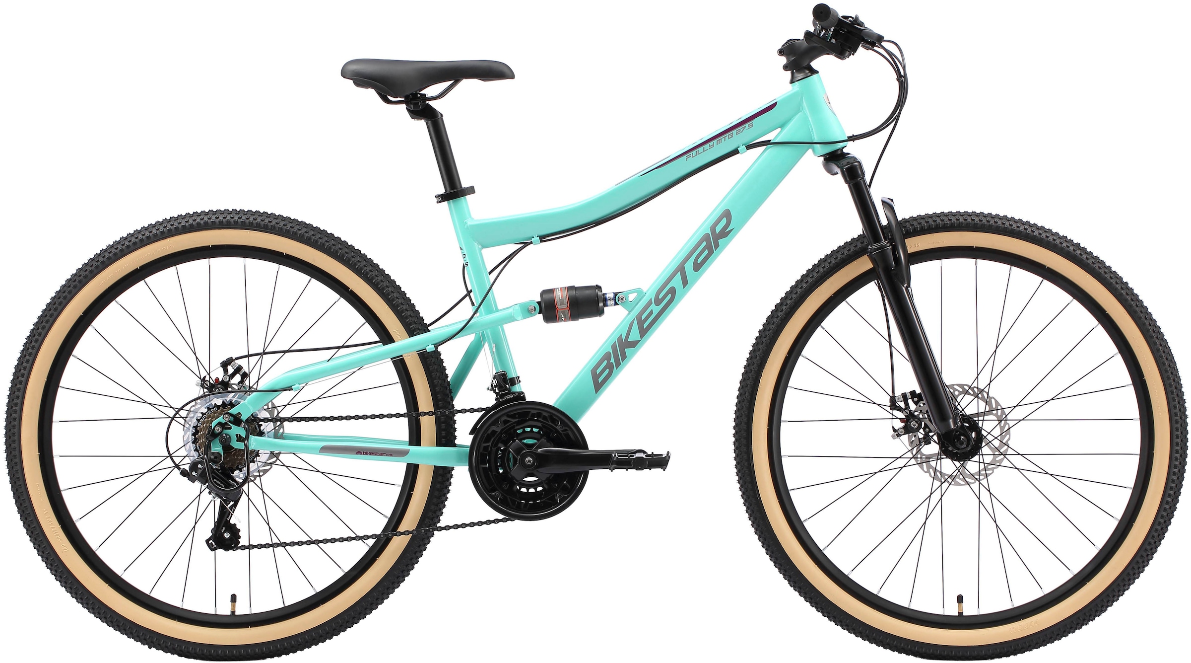 Bikestar Mountainbike, 21 Gang, Shimano, RD-TY300 Schaltwerk, Kettenschaltung, für Damen und Herren, Kettenschaltung