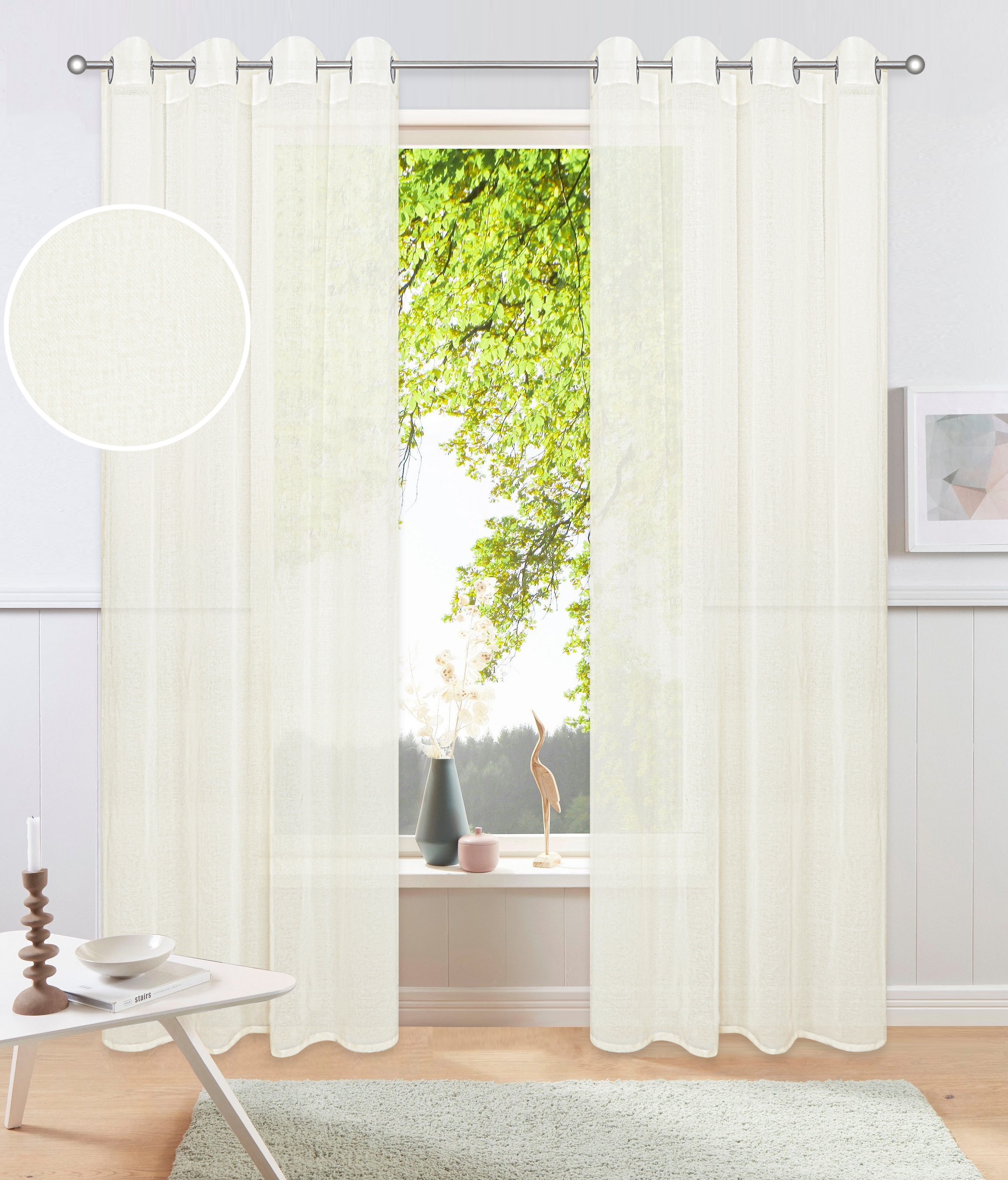 Gardine OTTO HOME, B:140cm H:225cmbeige, Polyester, Gardinen, "Dolly", Transparent, Gewebt, Polyester