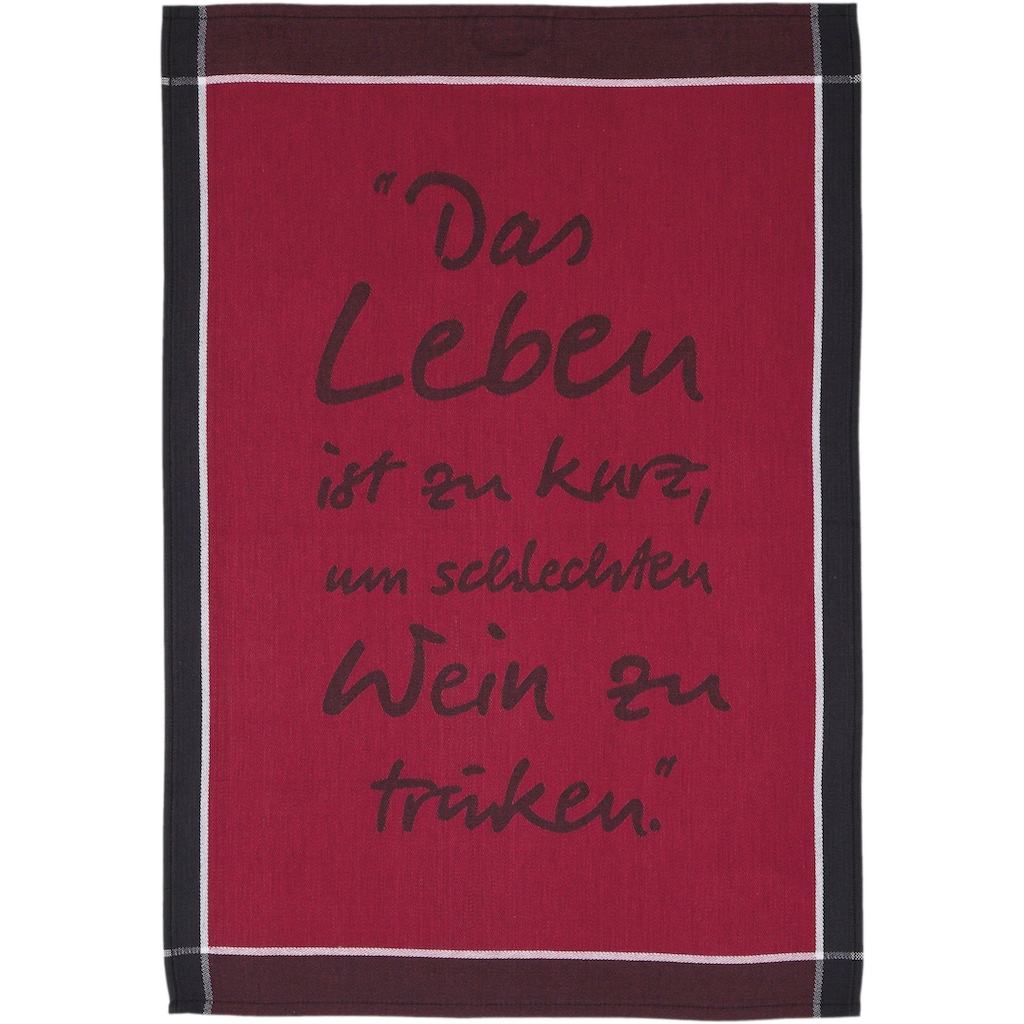 ROSS Geschirrtuch »Das Leben ist zu kurz um schlechten Wein zu trinken«, (Set, 3 tlg.)