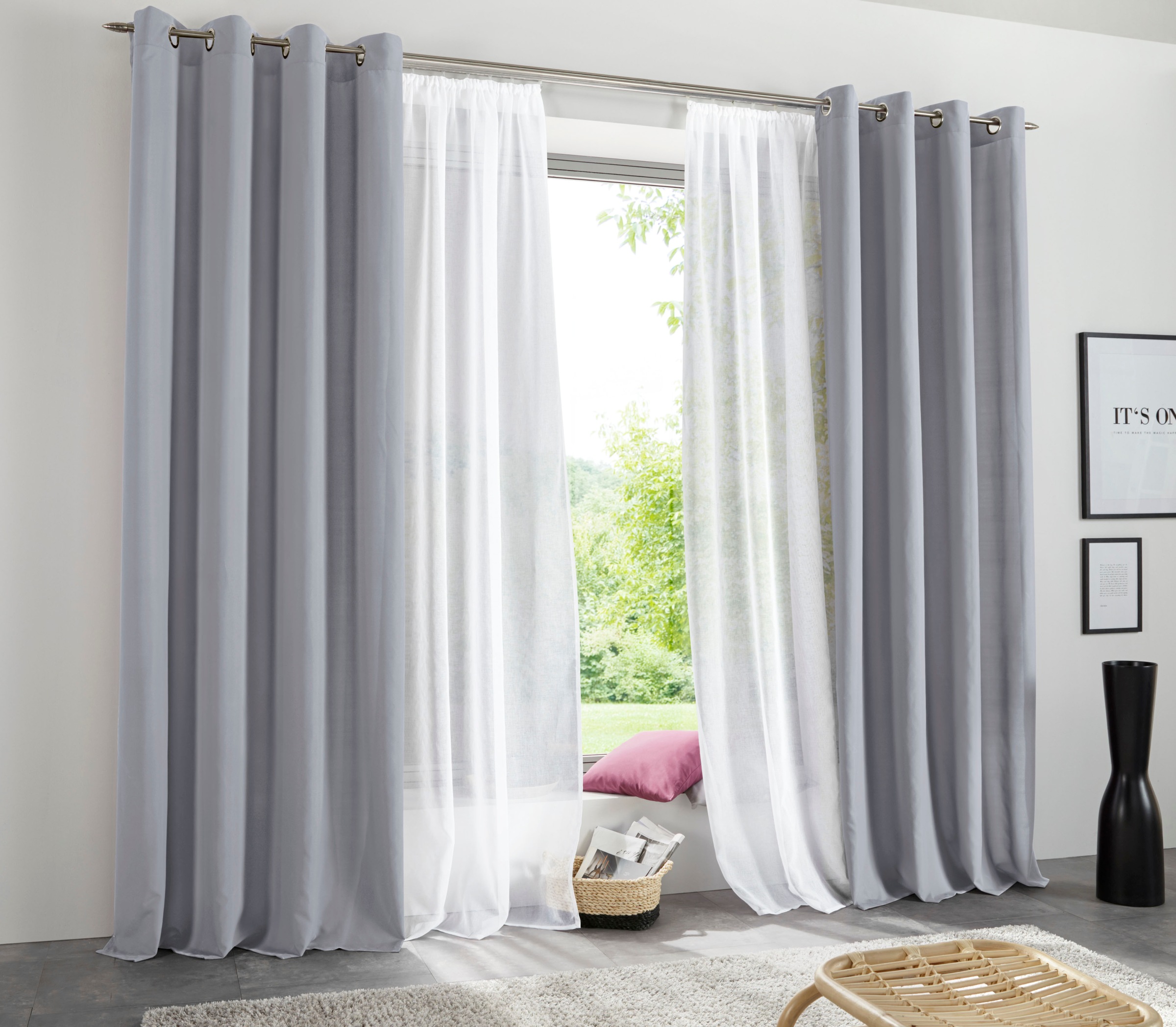 my home Vorhang "Raja" Ösen 2 Stk. tlg. 2er-Set, Bestseller, einfarbig, mod günstig online kaufen