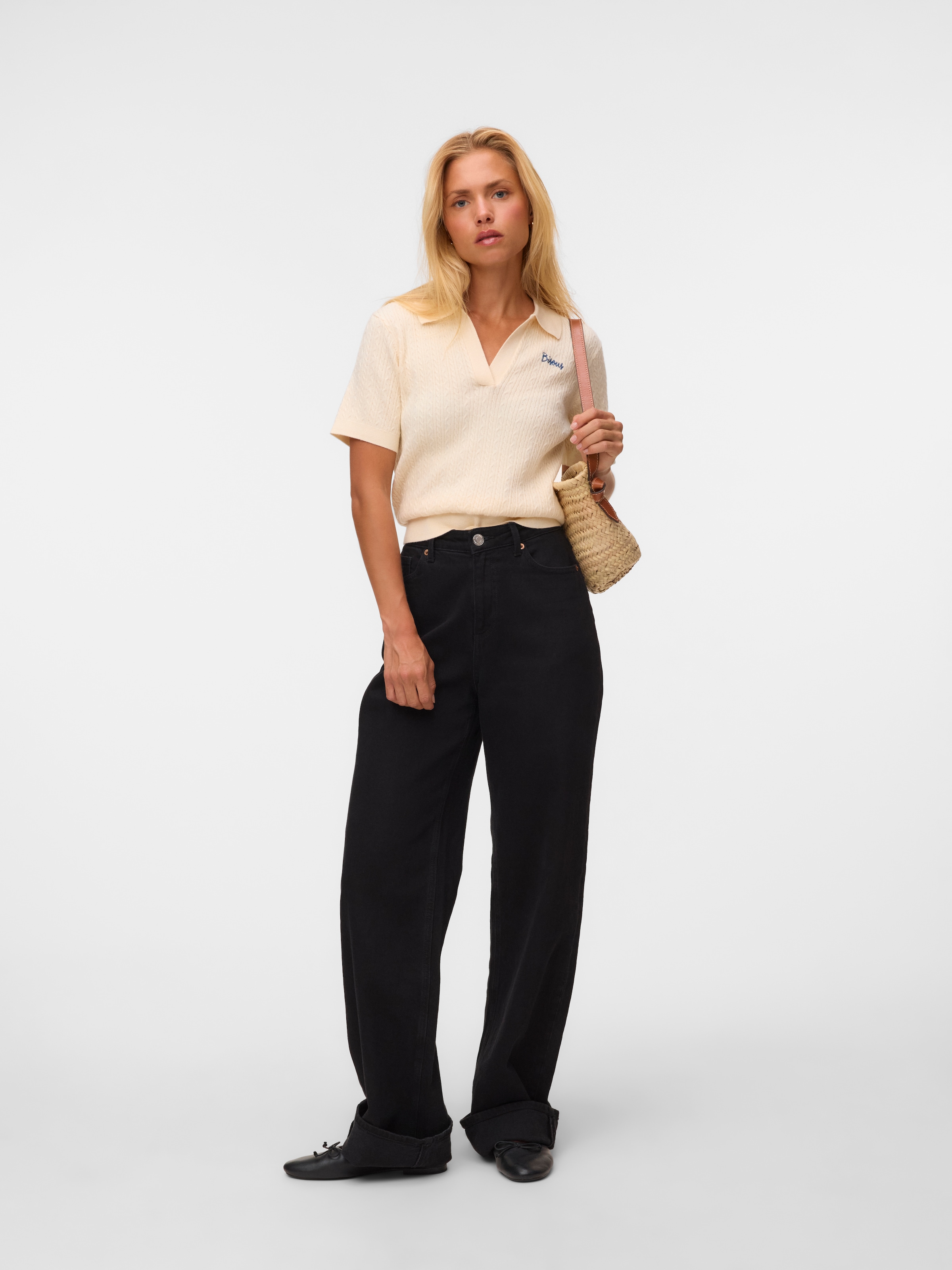 Vero Moda Polokragenpullover »VMGOLD CABLE SS POLONECK PULLOVER« Viskosemischung, regular fit
