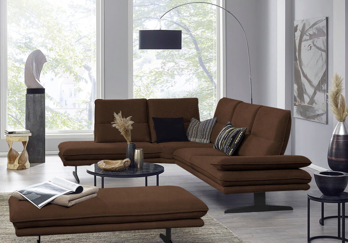 W.SCHILLIG Ecksofa "broadway, Designsofa, toller Sitzkomfort, zeitlos, elegant, L-Form" Sitztiefenverstellung, Kopfteil- & Seitenteilverstellung, Breite 284cm