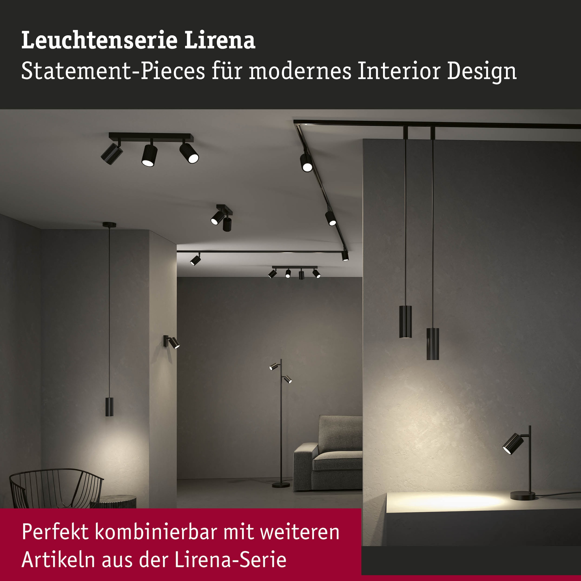 Paulmann Deckenspots »Lirena Schwarz 230V Metall« GU10 Dimmbar