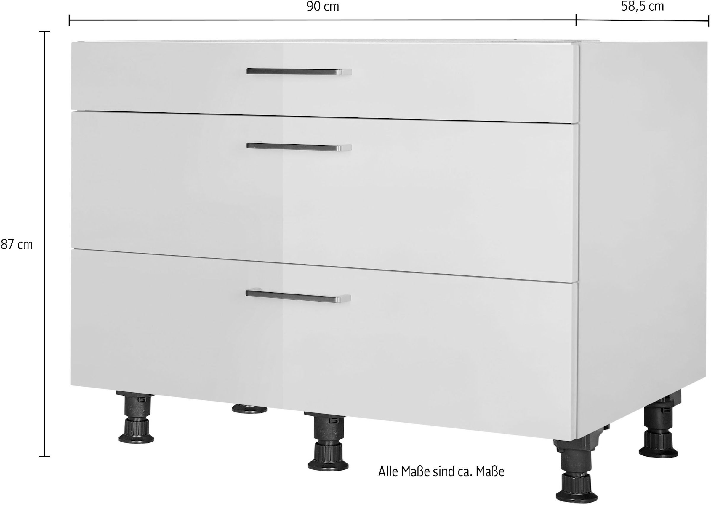 nobilia® Unterschrank »"Flash", vormontiert, mit höhenverstellbaren Sockelfüßen, in den«, Breiten 30, 45, 60 und 90 cm, mit Schubkasten und Auszügen