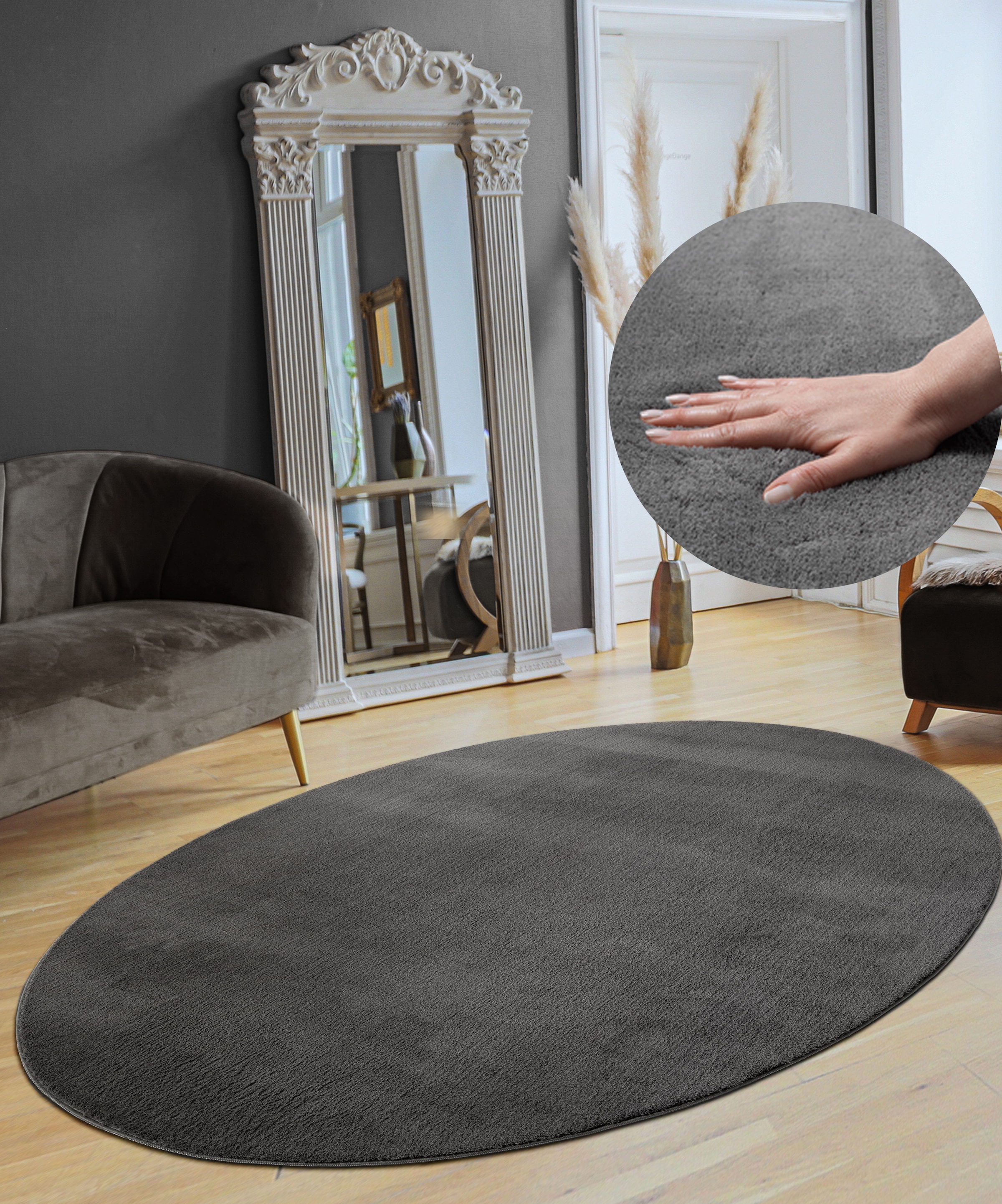 the carpet Teppich »Relax«, oval, 16 mm Höhe, waschbarer Wohnzimmer Teppich modern rutschfest