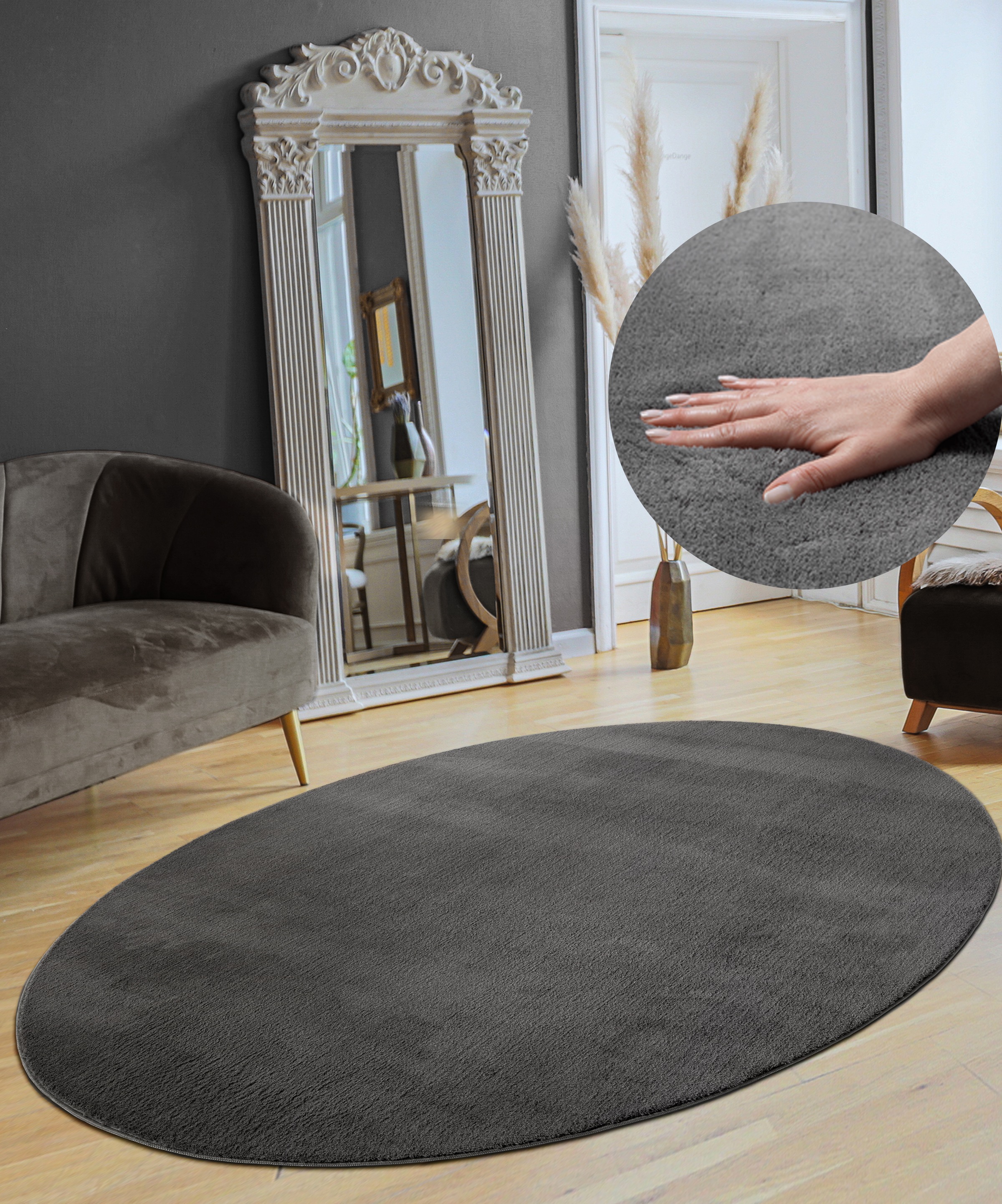 the carpet Teppich "Relax" oval 16 mm Höhe waschbarer Wohnzimmer Teppich mo günstig online kaufen