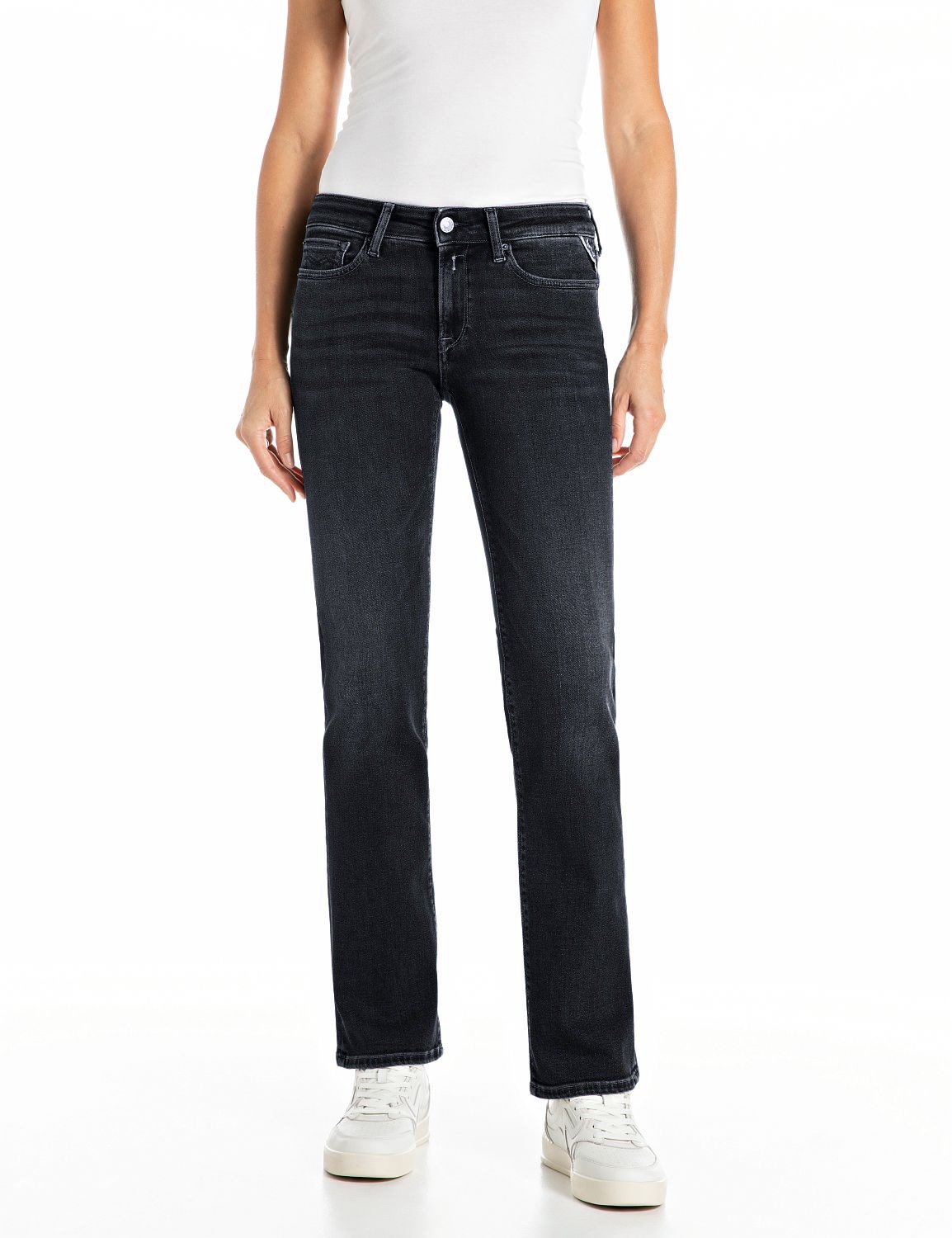 Replay Bootcut-Jeans "NEW LUZ" mit gesticktem R an der Gesäßtasche