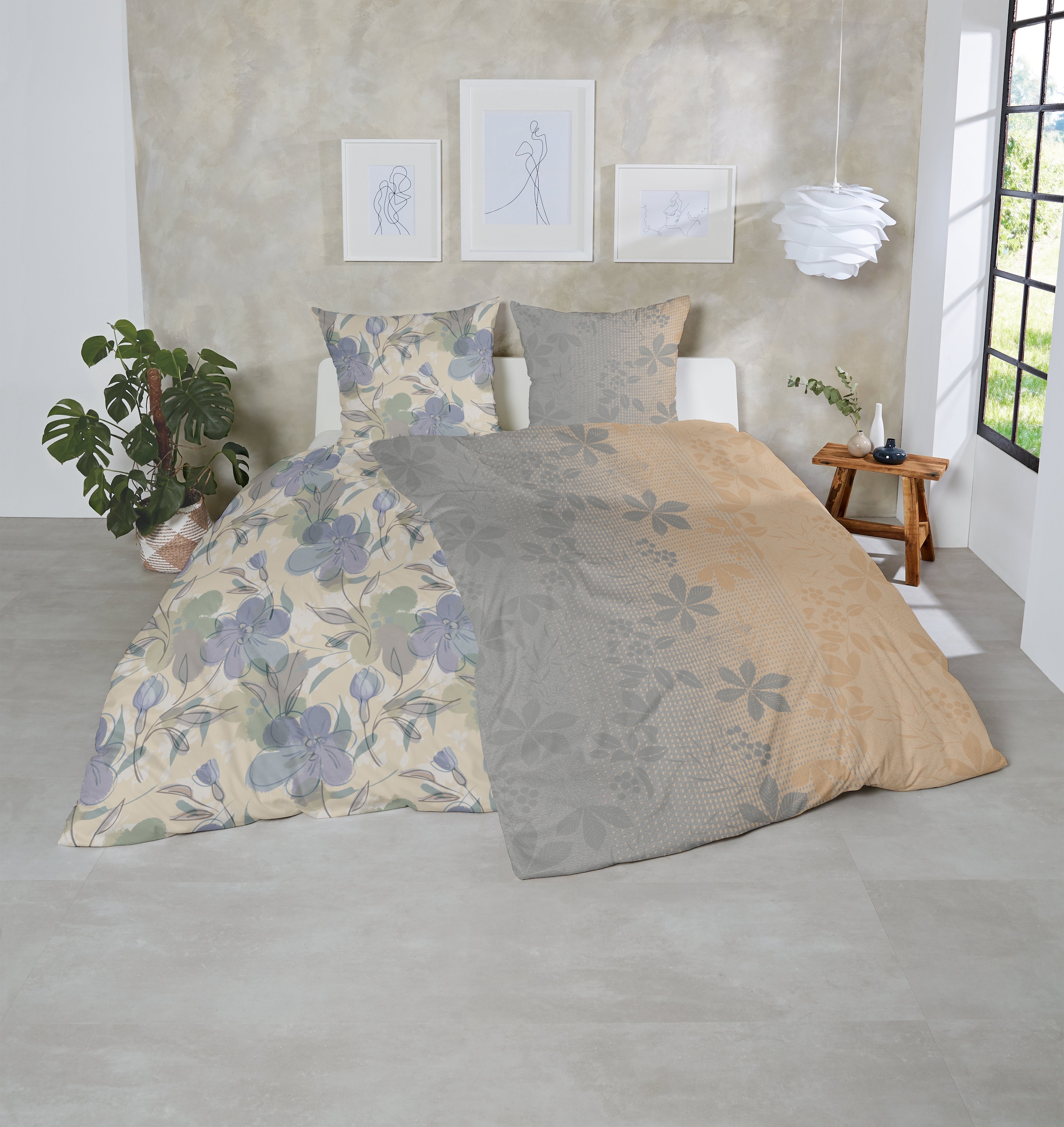 Primera Bettwäsche »Feinbiber-Bettwäsche Maple« 2 Stk. tlg. mit floralem Muster