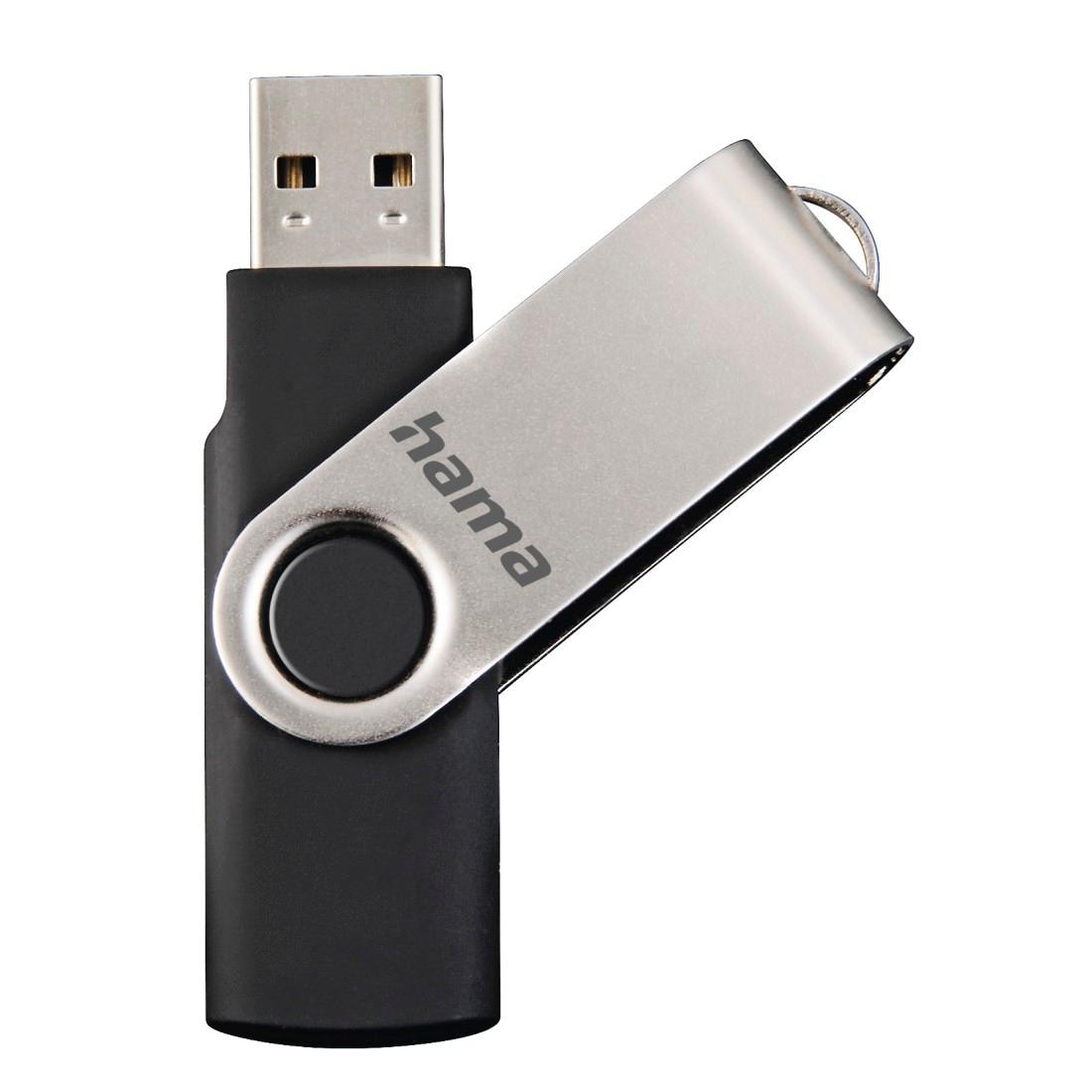 Hama USB-Stick »USB-Stick "Rotate", USB 2.0, 32GB, 10MB/s, Schwarz/Silber«, (Lesegeschwindigkeit 10 MB/s)