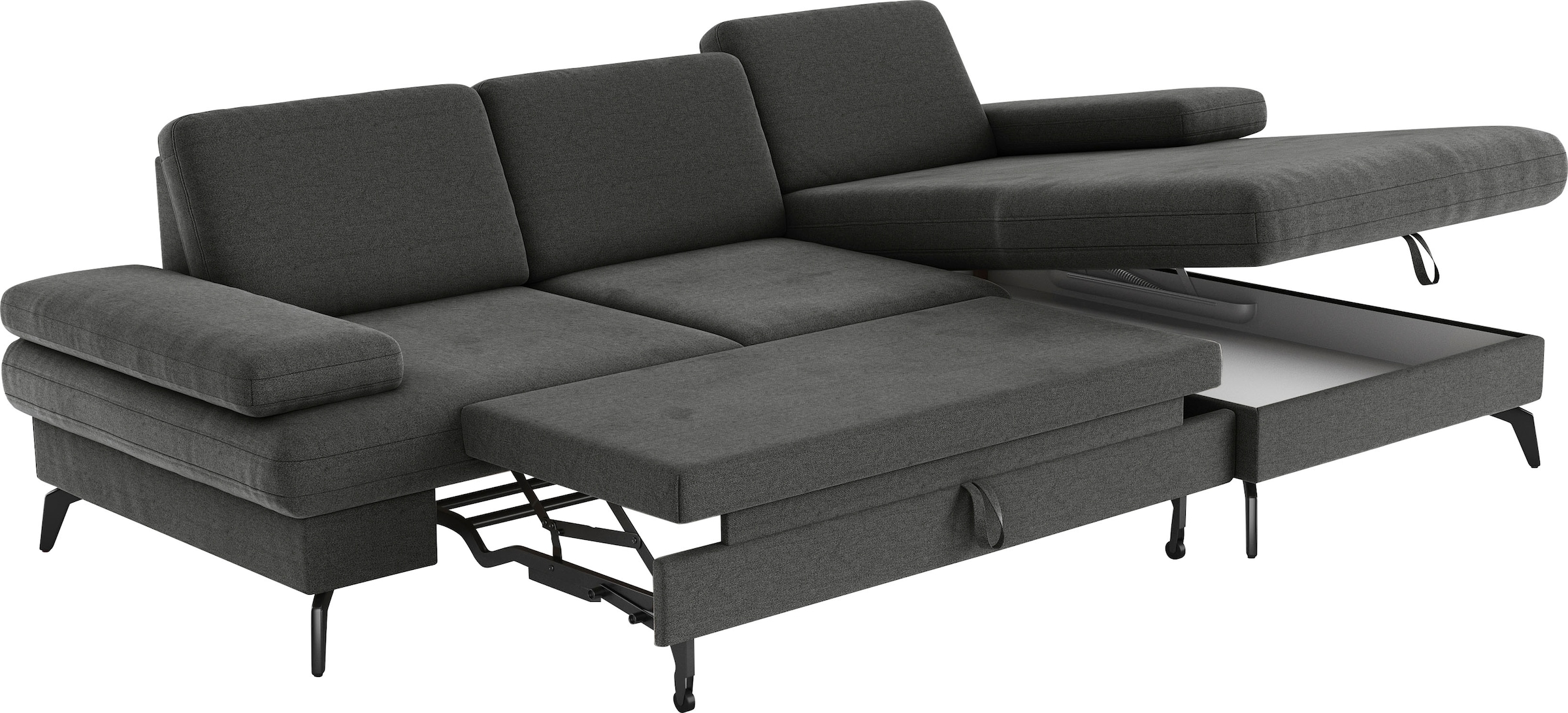 sit&more Ecksofa »Morris L-Form, inkl. Sitztiefenverstellung«, wahlweise mit Armteilverstellung, Bettfunktion & Bettkasten