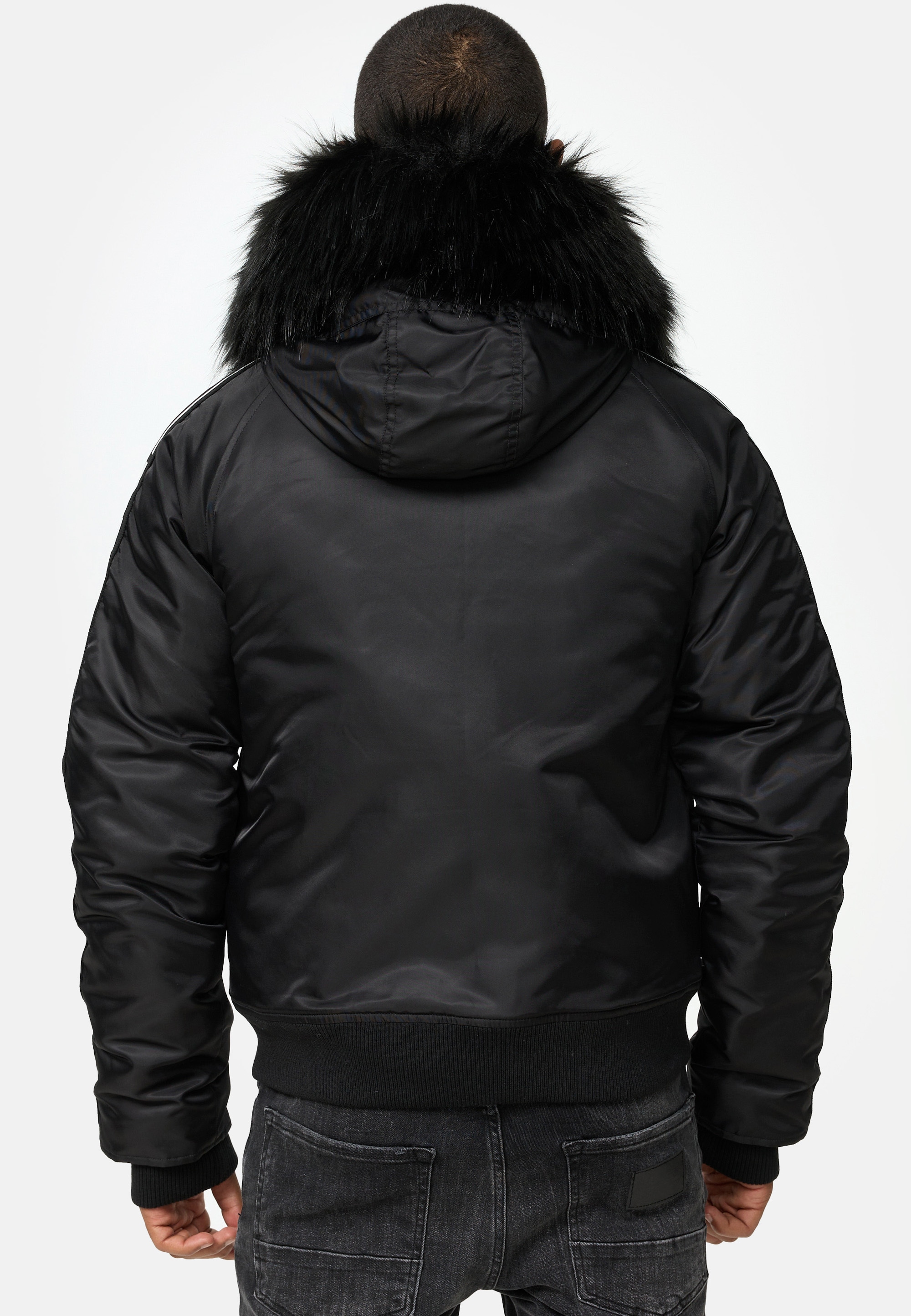 trueprodigy Bomberjacke »Jonathan Kapuze mit Fellimitat Applikation« mit Kapuze