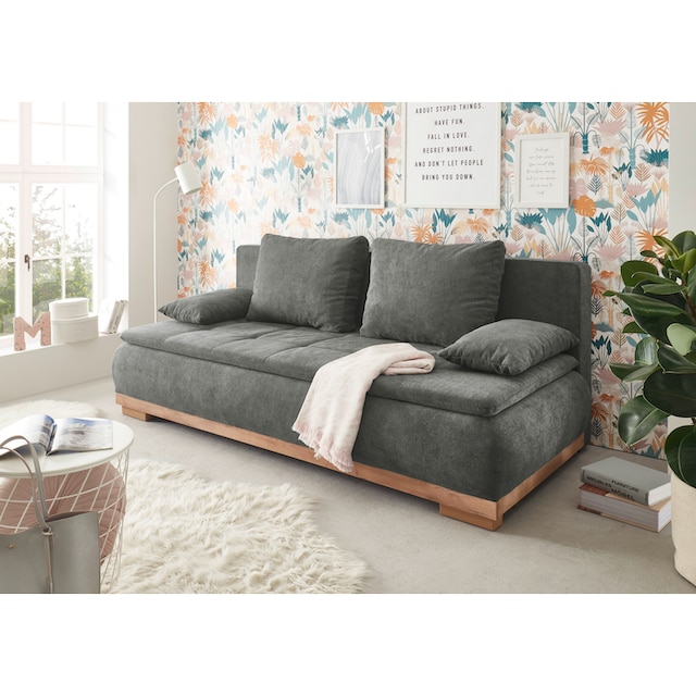 ED EXCITING DESIGN Schlafsofa »Mila«, mit Bettfunktion und Bettkasten, sowie  Rücken- und Armlehnkissen bestellen | BAUR