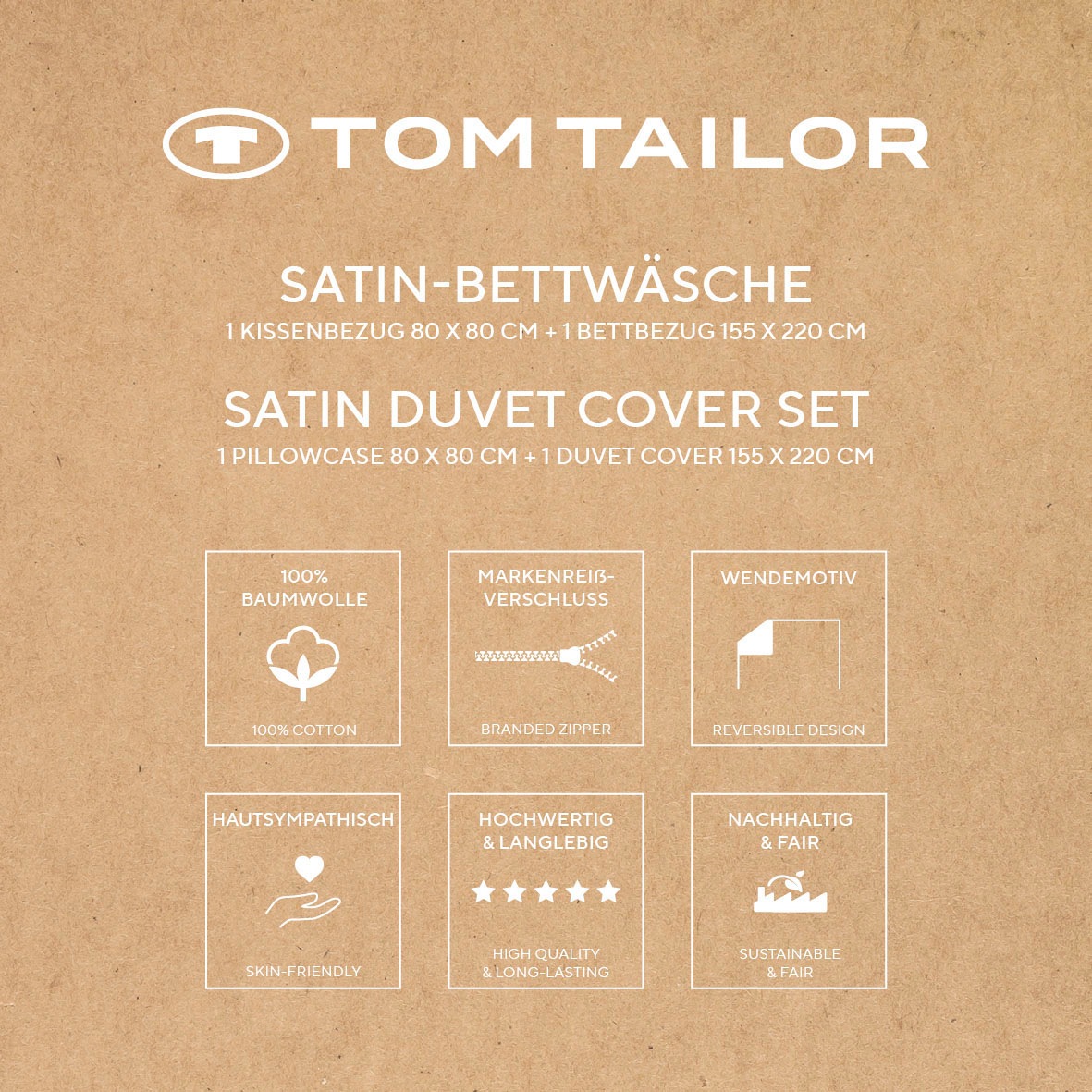 TOM TAILOR HOME Bettwäsche »CLASSIC SATIN STRIPES in Gr. 135x200cm oder 155x220cm«, (2 tlg.), new bedroom, farbige Paspel am Kissen