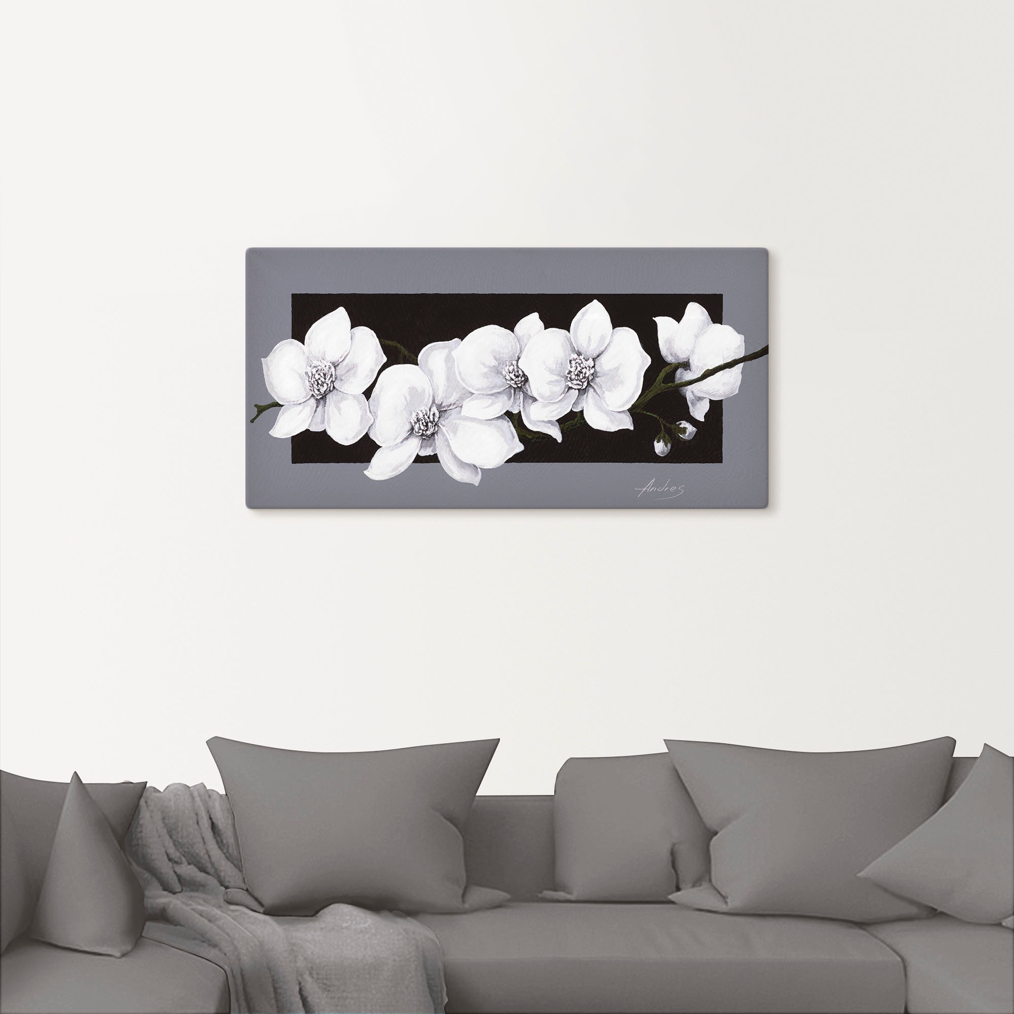 Artland Wandbild "Weiße Orchideen auf grau" 1 Stk. tlg. als Alubild, Outdoo günstig online kaufen