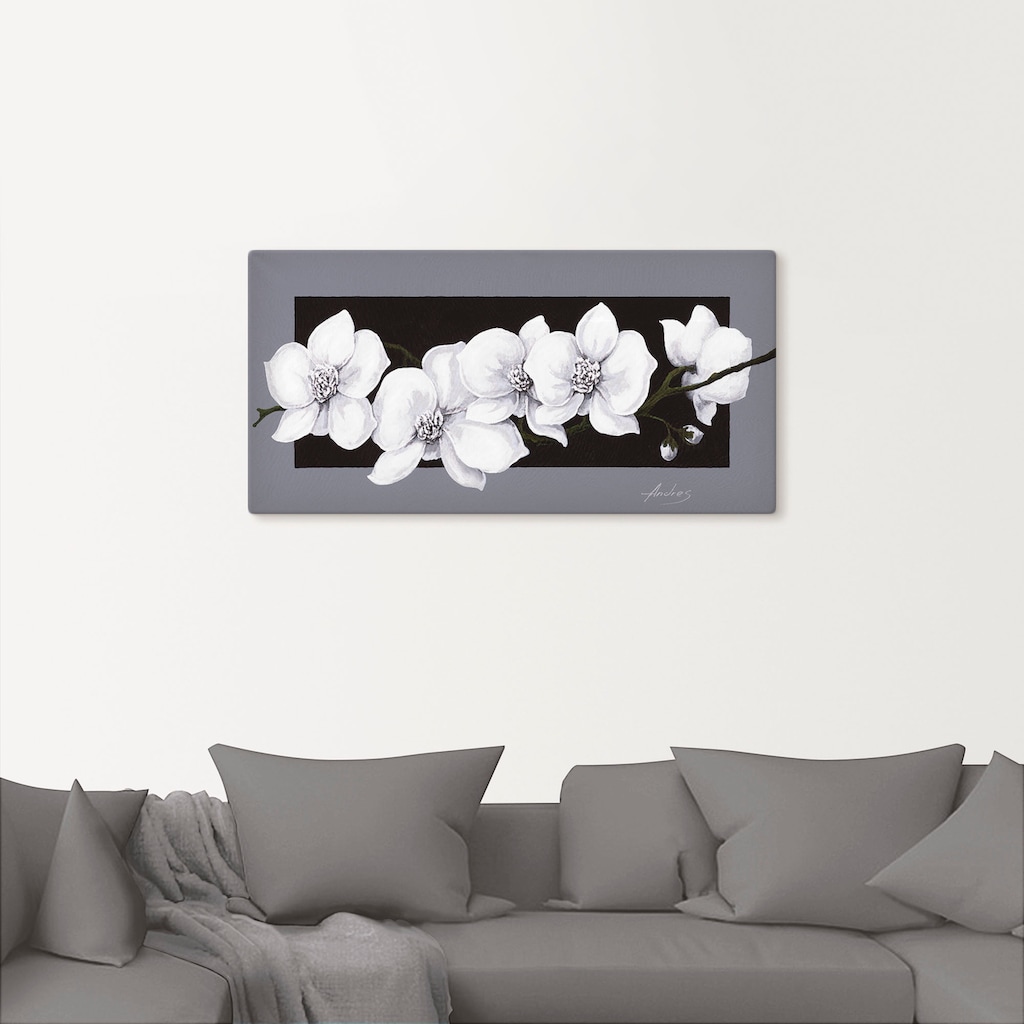 Artland Wandbild »Weiße Orchideen auf grau«, Blumen, (1 St.), als Alubild, Outdoorbild, Leinwandbild, Poster, Wandaufkleber