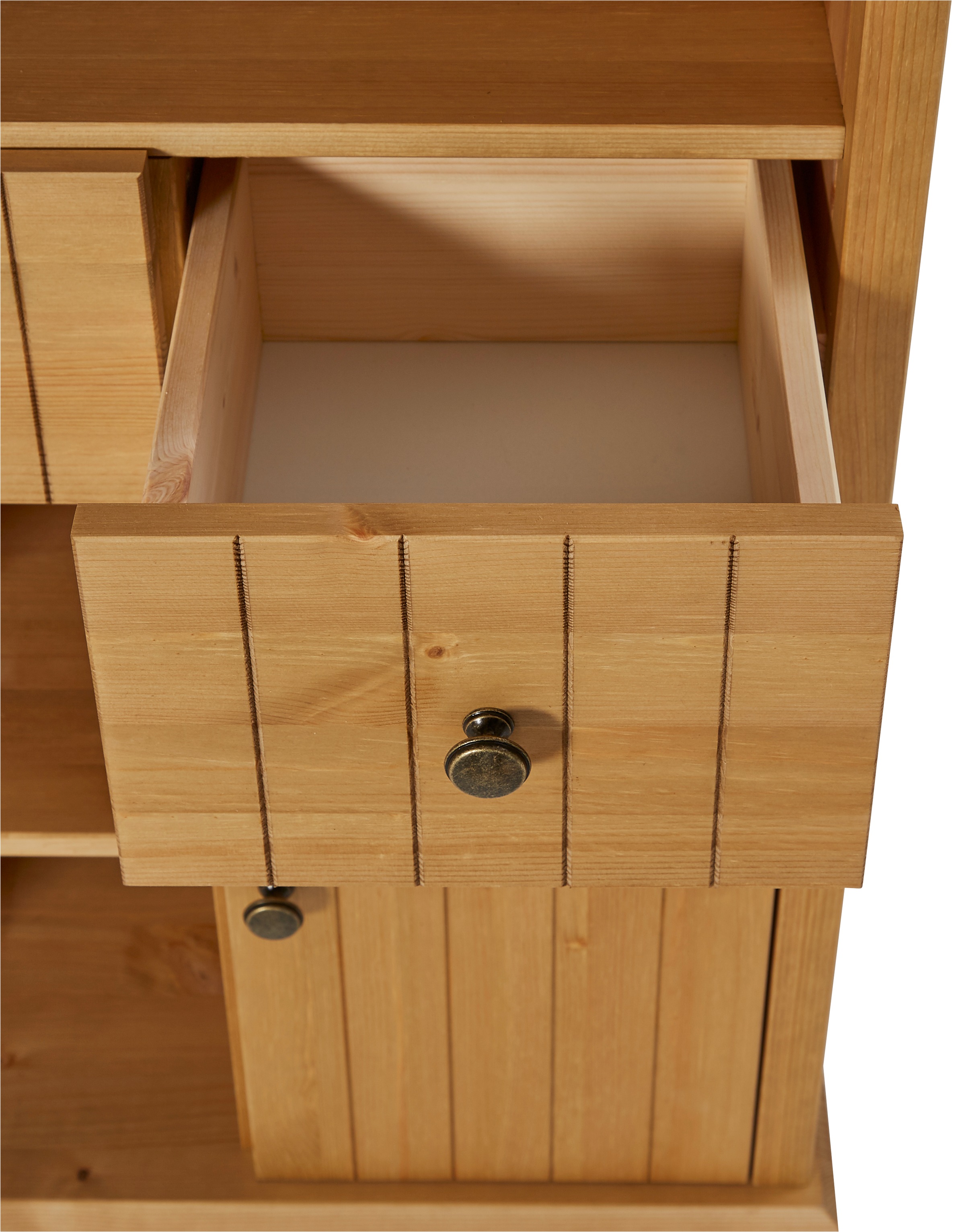 Home affaire Hochschrank »Vili«, Badezimmerschrank, Höhe 175 cm, 2 Schubladen, 3 Türen, aus Massivholz