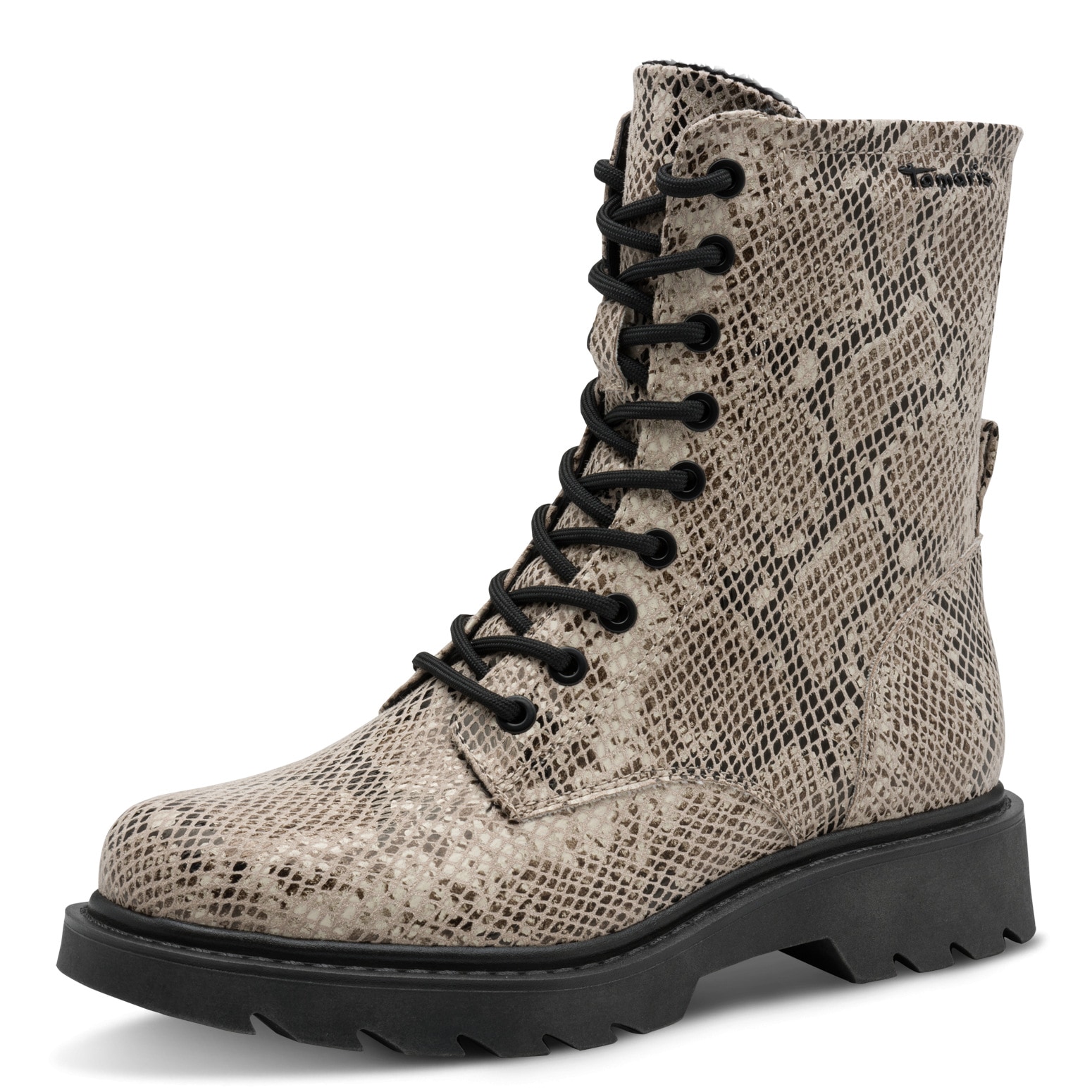 Tamaris Schnürstiefelette, Blockabsatz, Schnürboots mit trendiger Prägung günstig online kaufen