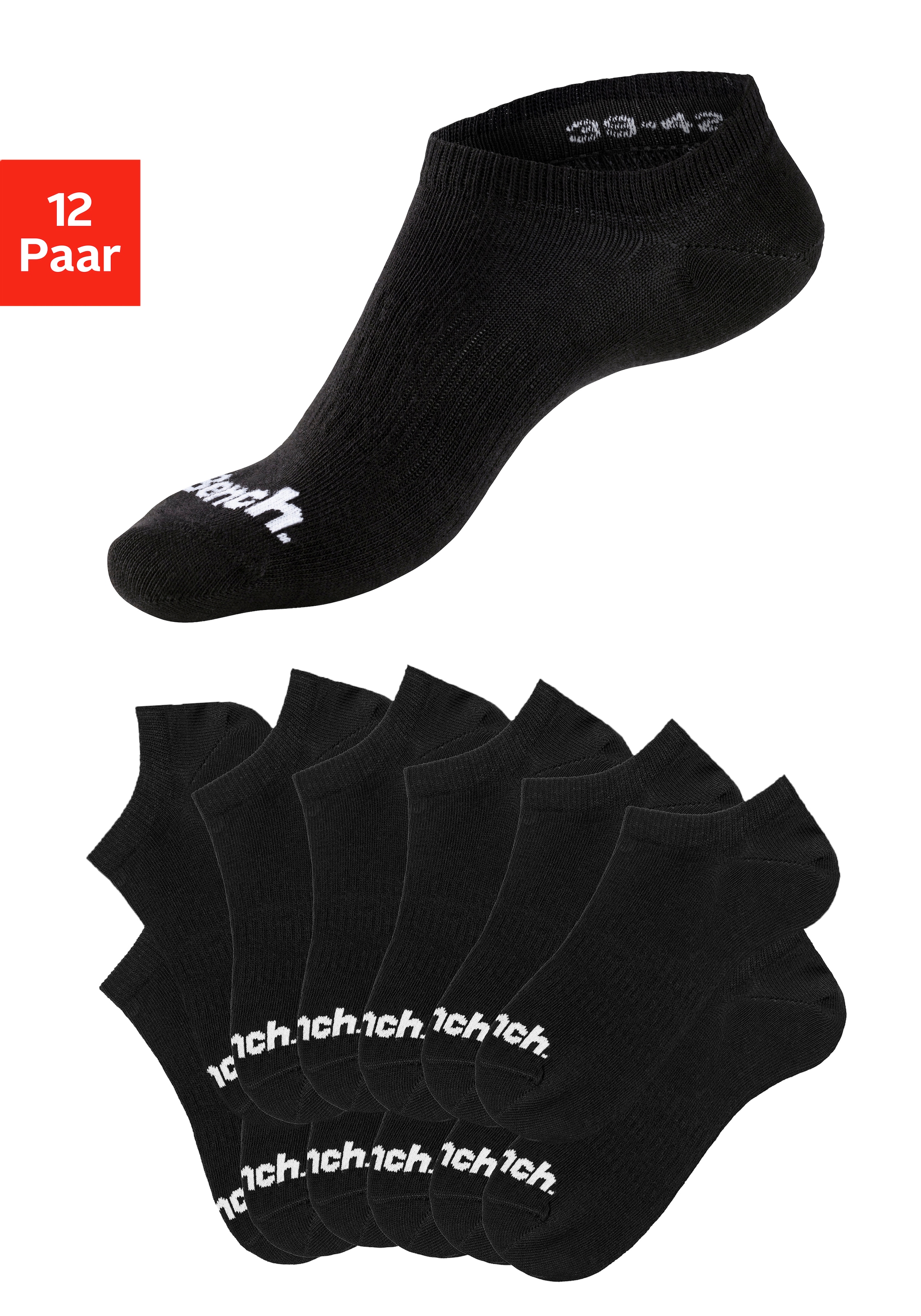 Bench. Sportsocken "Damen Herren Sneaker Socken, Laufsocken verschwinden im Schuh" Packung, 12 Paar tlg. in der Großpackung mit Arch Support