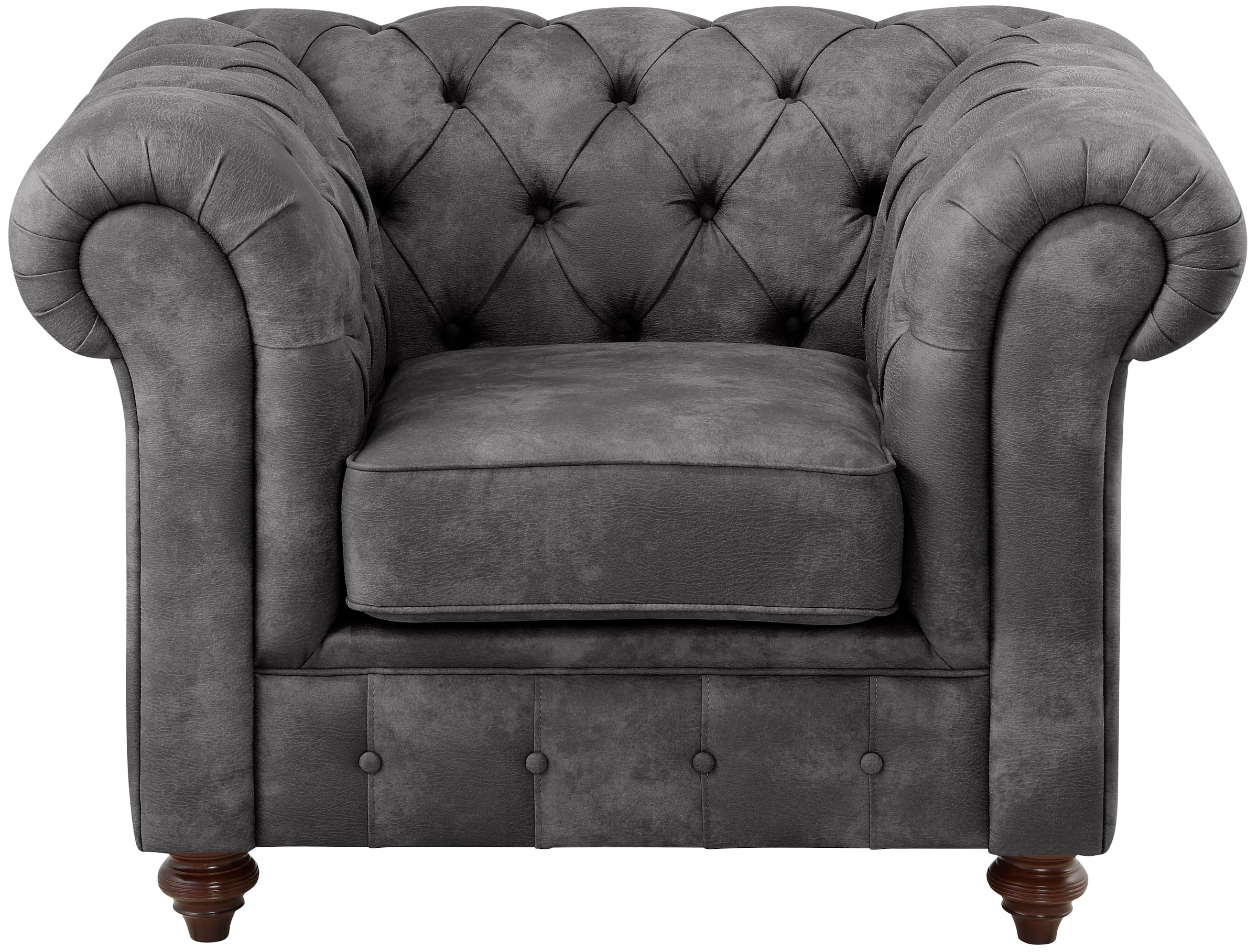 Home affaire Sessel »Chesterfield B/T/H: 105/69/74 cm«, mit hochwertiger Knopfheftung, auch in Leder
