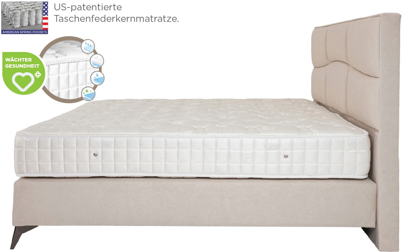 Home affaire Boxspringbett »Violette erhältlich in den Breite 160, 180 & 200cm« inkl. Topper und extra dicker Taschen-Federkernmatratze