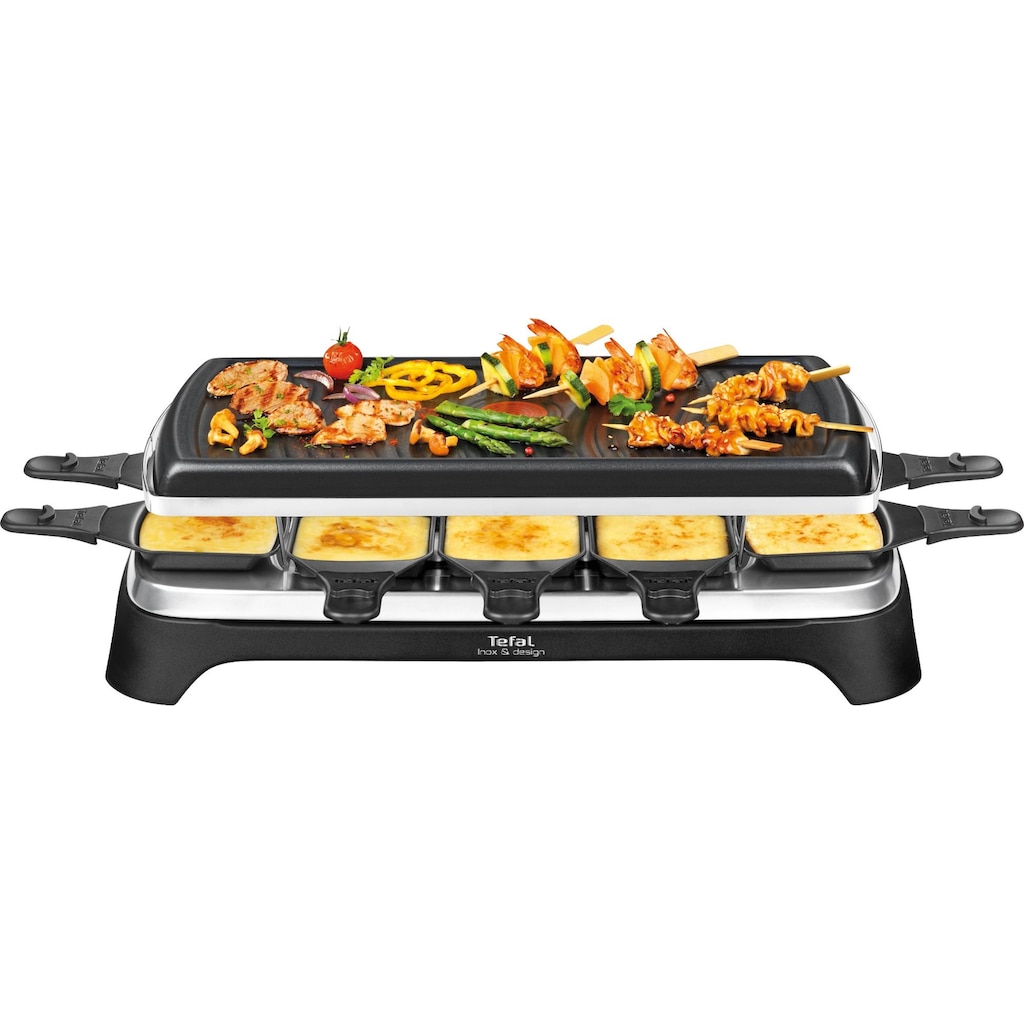 Tefal Raclette »RE4588 Ambiance«, 10 St. Raclettepfännchen, 1350 W, für bis zu 10 Personen, Tischgrill-Funktion, abnehmbares Kabel