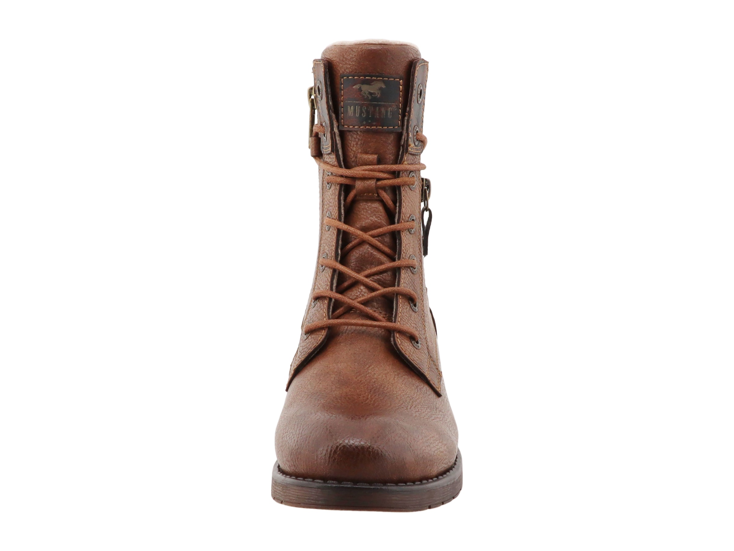 Mustang Shoes Winterboots »Stiefel«  Blockabsatz, Schnürstiefelette mit schaftumwickelenden Schnürsenkln