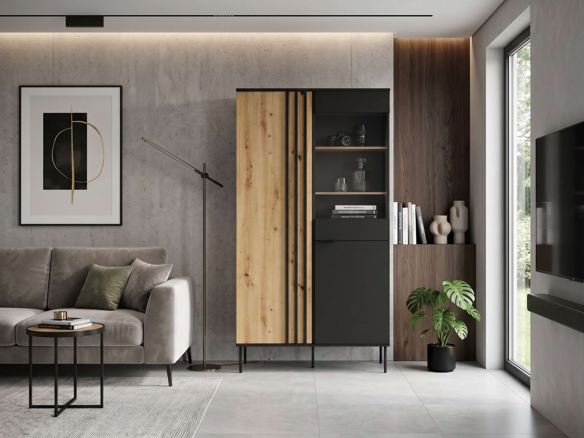 OTTO home Vitrine »AELLOR Vitrineschrank mit/ohne Beleuchtung, verglast, viel Stauraum« Standvitrine/Glasvitrine mit 2 Türen, 8 Einlegeböden, matt Hochschrank