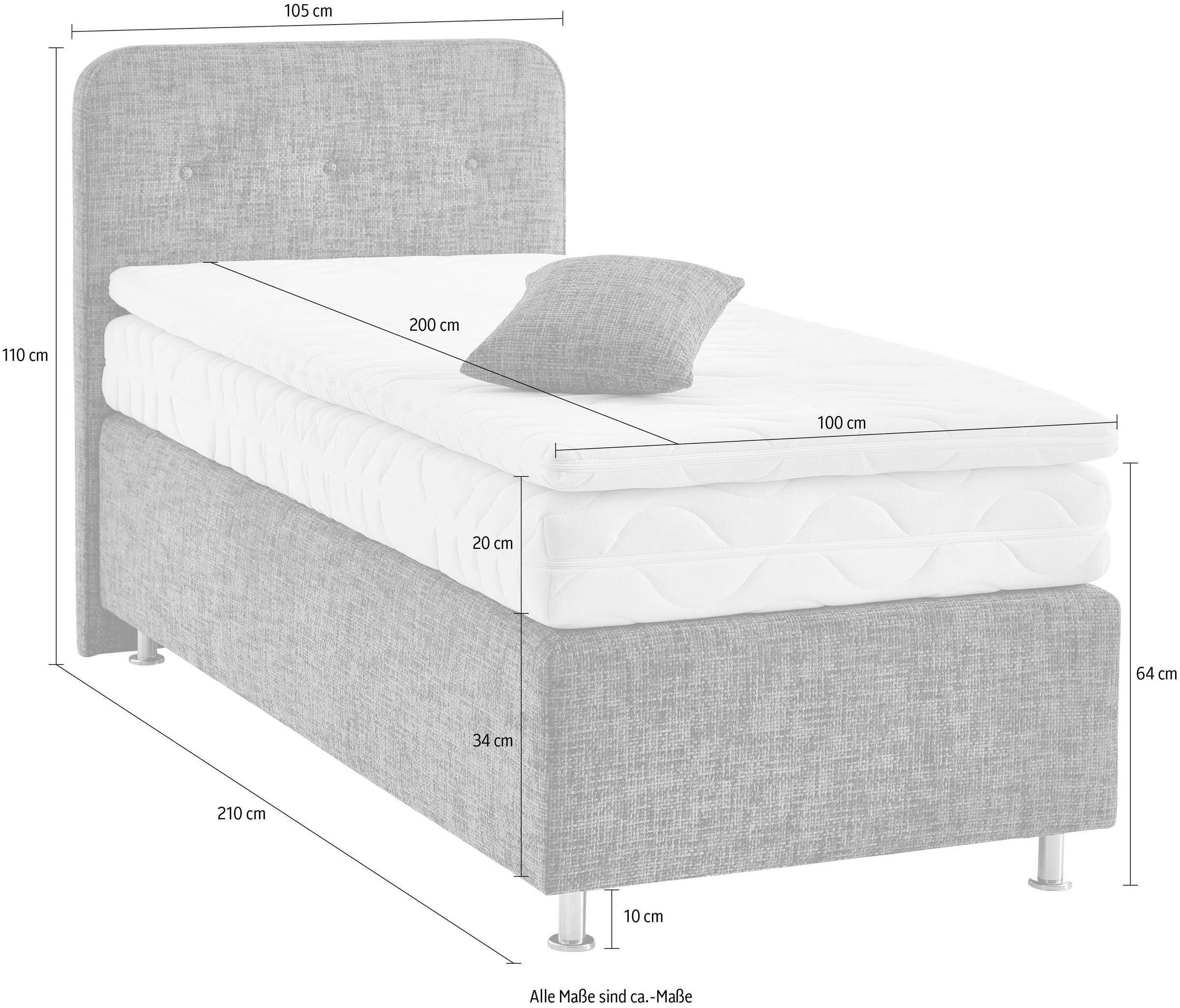 Westfalia Schlafkomfort Boxspringbett »Sapporo«, Inkl. Zierkissen, wählbar in H2, H3 & H4