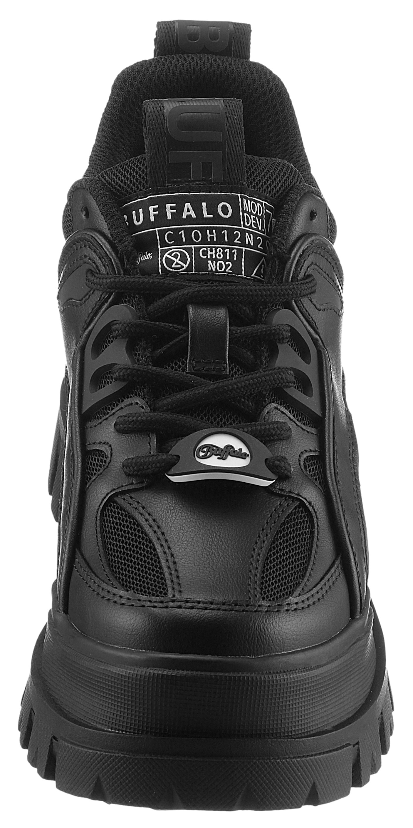 Schnürschuh BUFFALO, Damen, Gr. 39, schwarz, Lederimitat, Textil, Schuhe Schnürschuh, mit Profilsohle, Freizeitschuh, Halbschuh, Schnürschuh 3