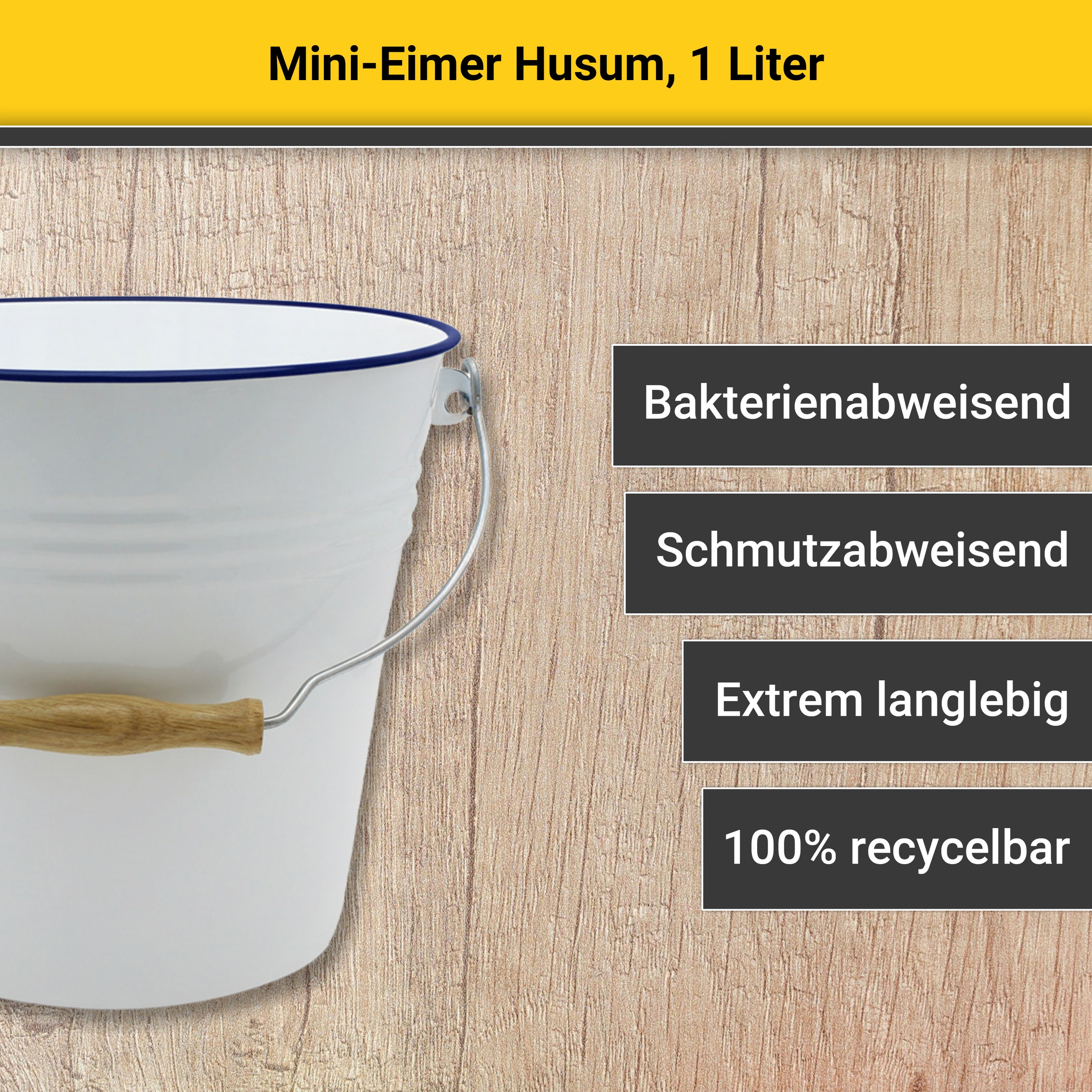 Krüger Putzeimer »Emaille Mini-Eimer Husum, 1 Liter« Emaille, 1,2 Liter