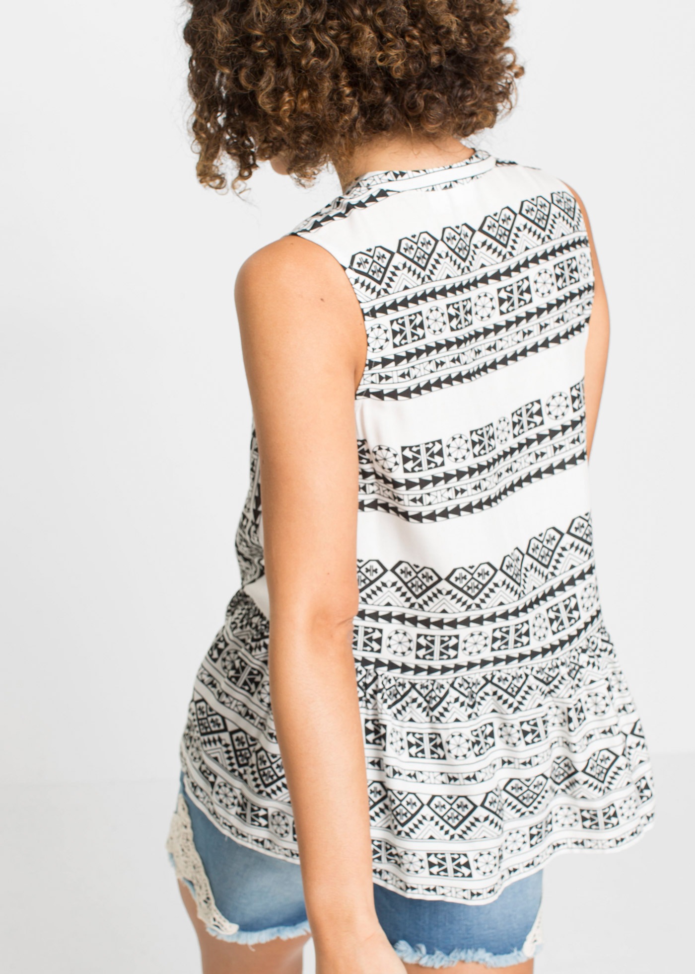 bonprix Blusentop A-Linien-Passform, mit Hendleykragen, aus Viskose, ärmell günstig online kaufen