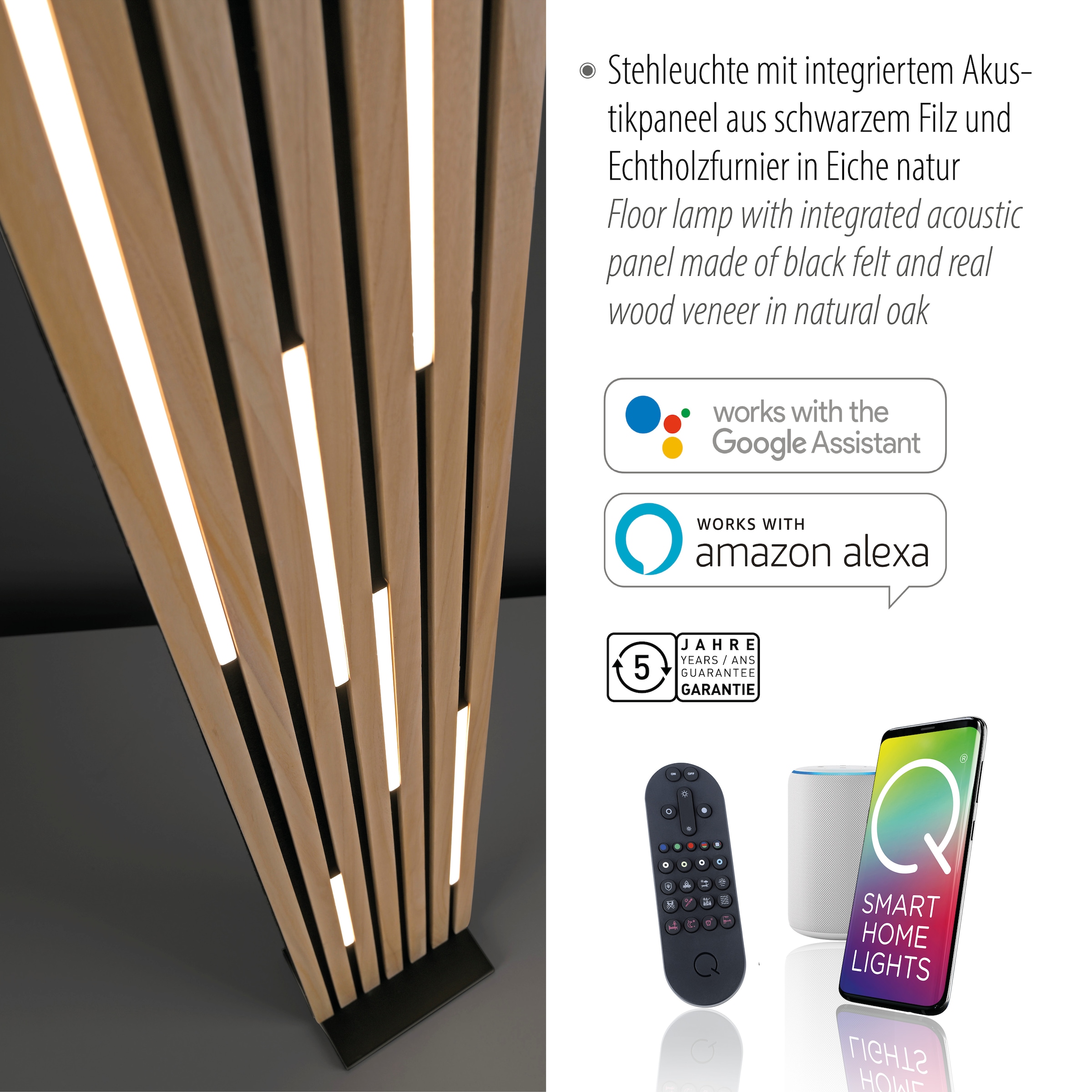 Neuhaus Q SMART HOME LIGHTS LED Stehlampe »Q-AKUSTIK« LED-Board 1 Stk. warmweiß - kaltweiß