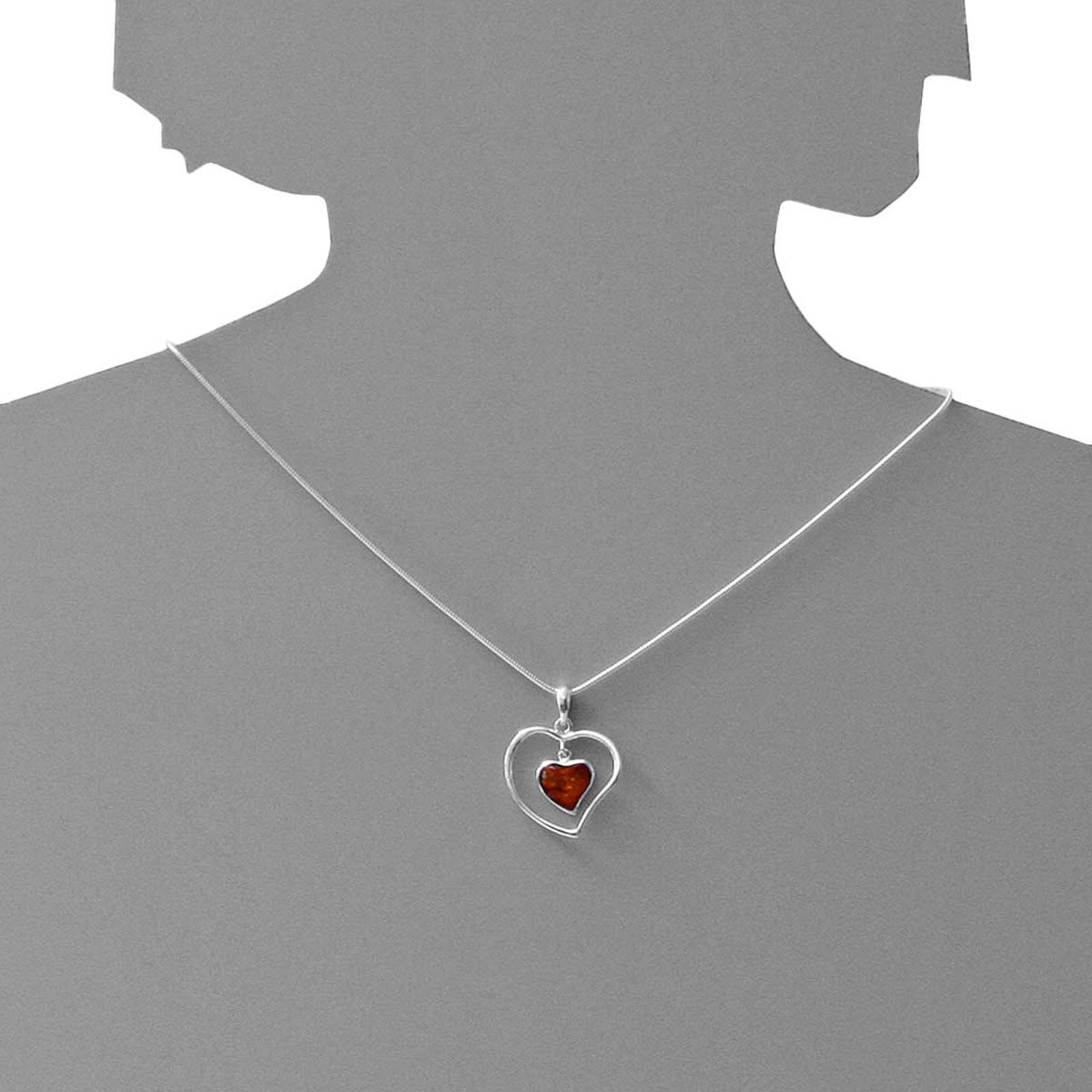 Ostsee-Schmuck Pendentif Coeur Argent 925 Ambre 42cm Argent 2