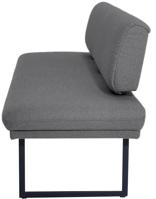 Polsterbank K+W KOMFORT & WOHNEN "Longbeach", grau, B:204cm H:89cm T:71cm, Sitzbänke, Polsterbank, mit Metallkufen in schwarz Struktur, in der Breite 204cm oder 224cm 2