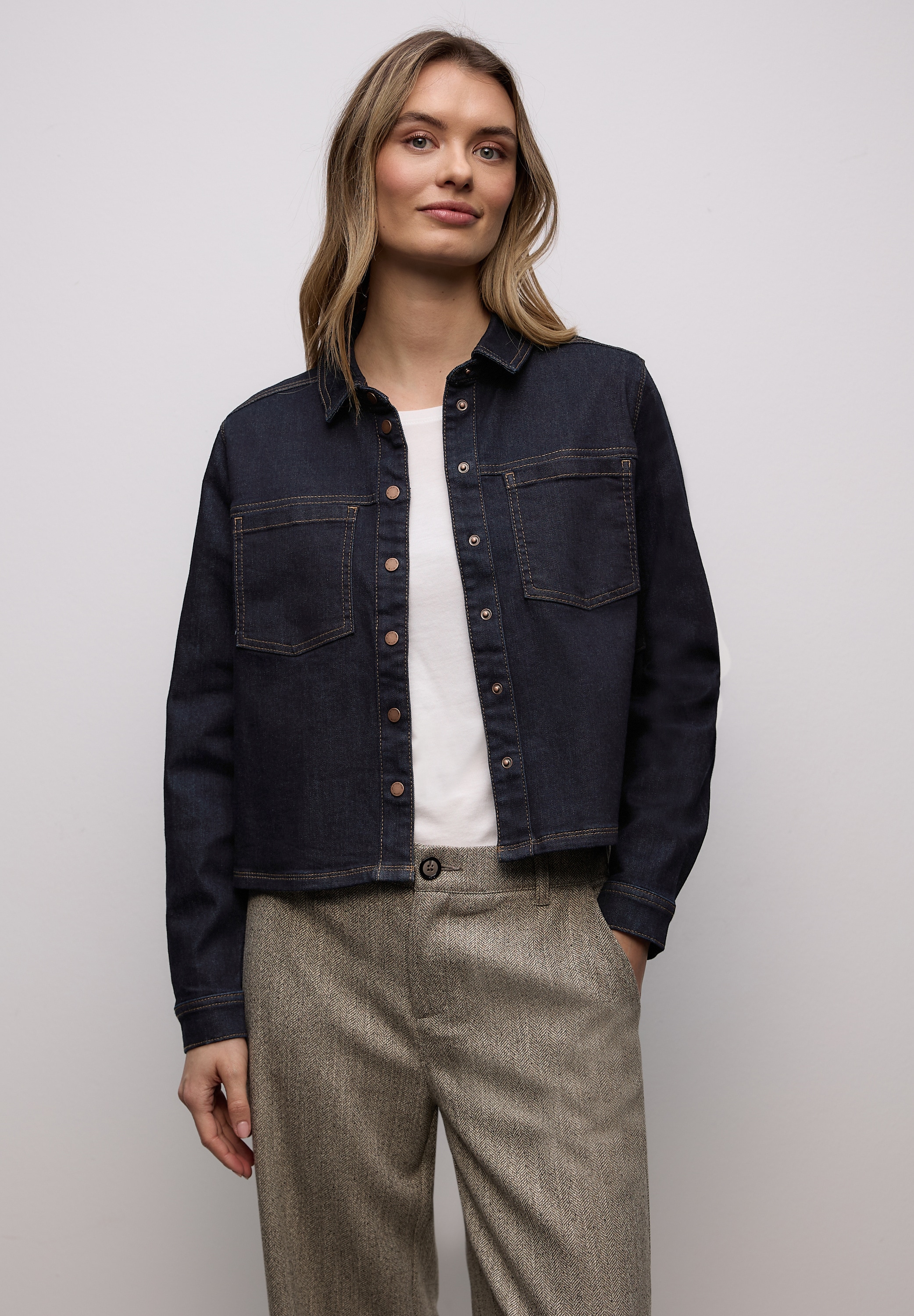 STREET ONE Langarmbluse in Denim-Optik günstig online kaufen