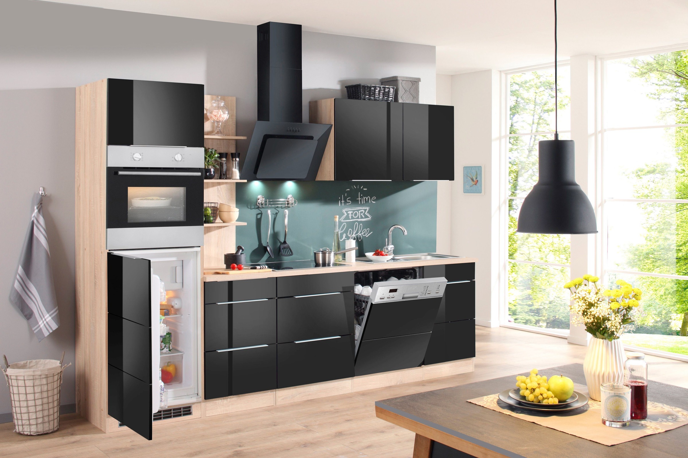 KOCHSTATION Küchenzeile »KS-Brindisi Breite 280 cm«, wahlweise mit E-Geräten und Induktion, mit MDF-Fronten und Regal