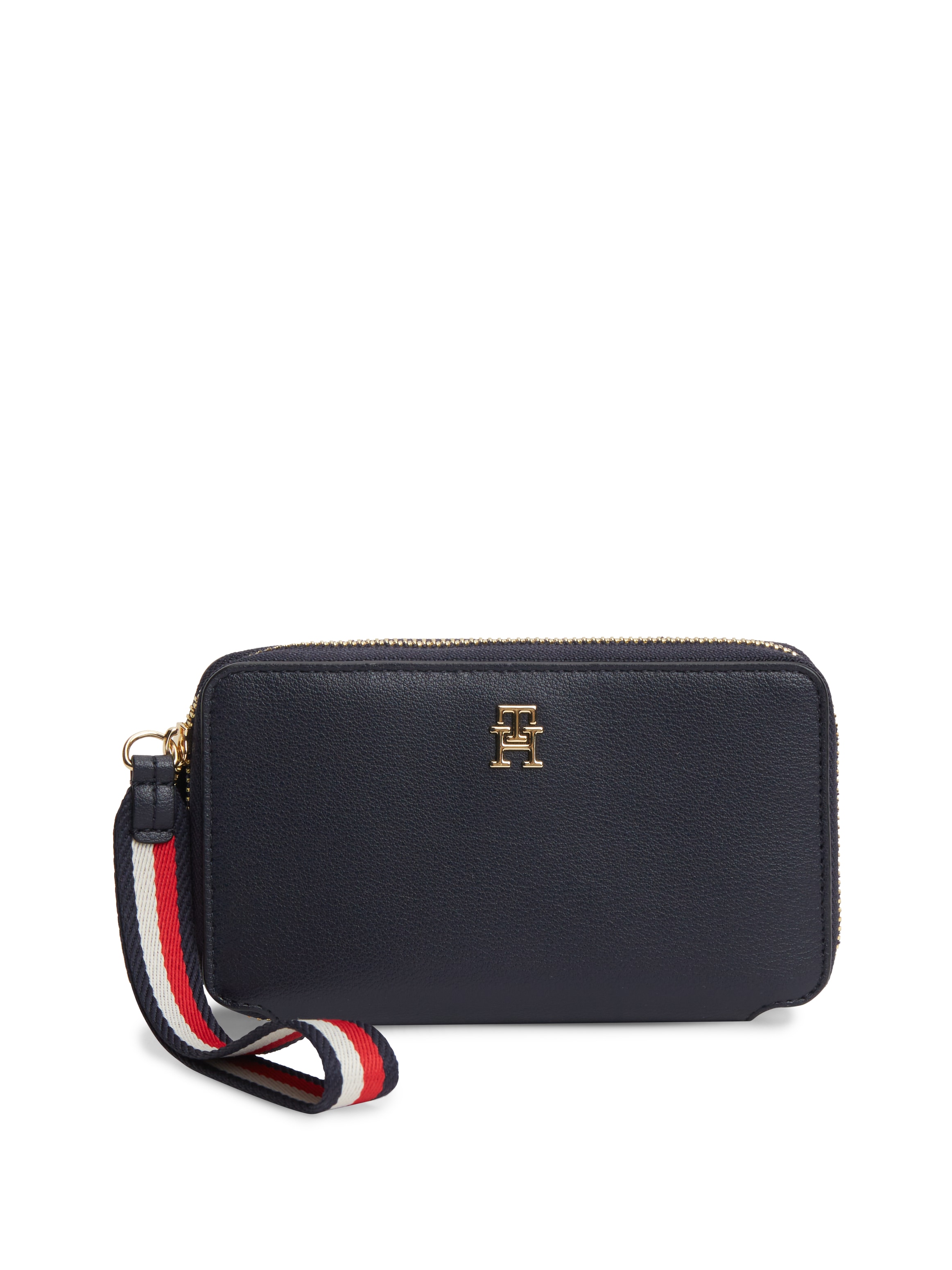 Tommy Hilfiger Geldbörse "TH LOGOTAPE COMPACT ZIP AROUND" Unisex Portemonnaie, Geldbeutel mit edlem TH-Logoelement