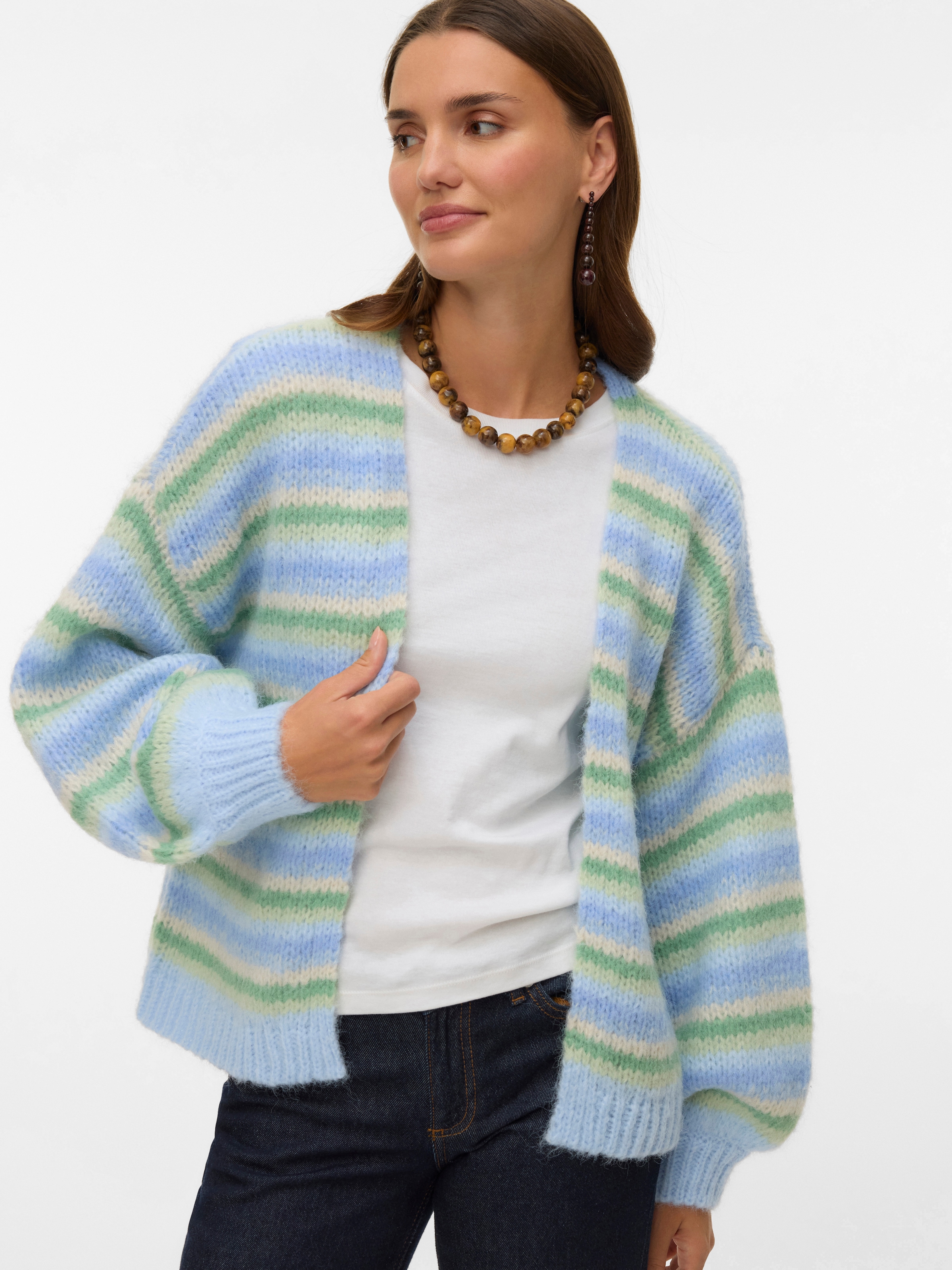 Vero Moda Strickjacke "VMMAYBE STRIPE LS OPEN CARDIGAN NOOS" Kunstfaser, lo günstig online kaufen