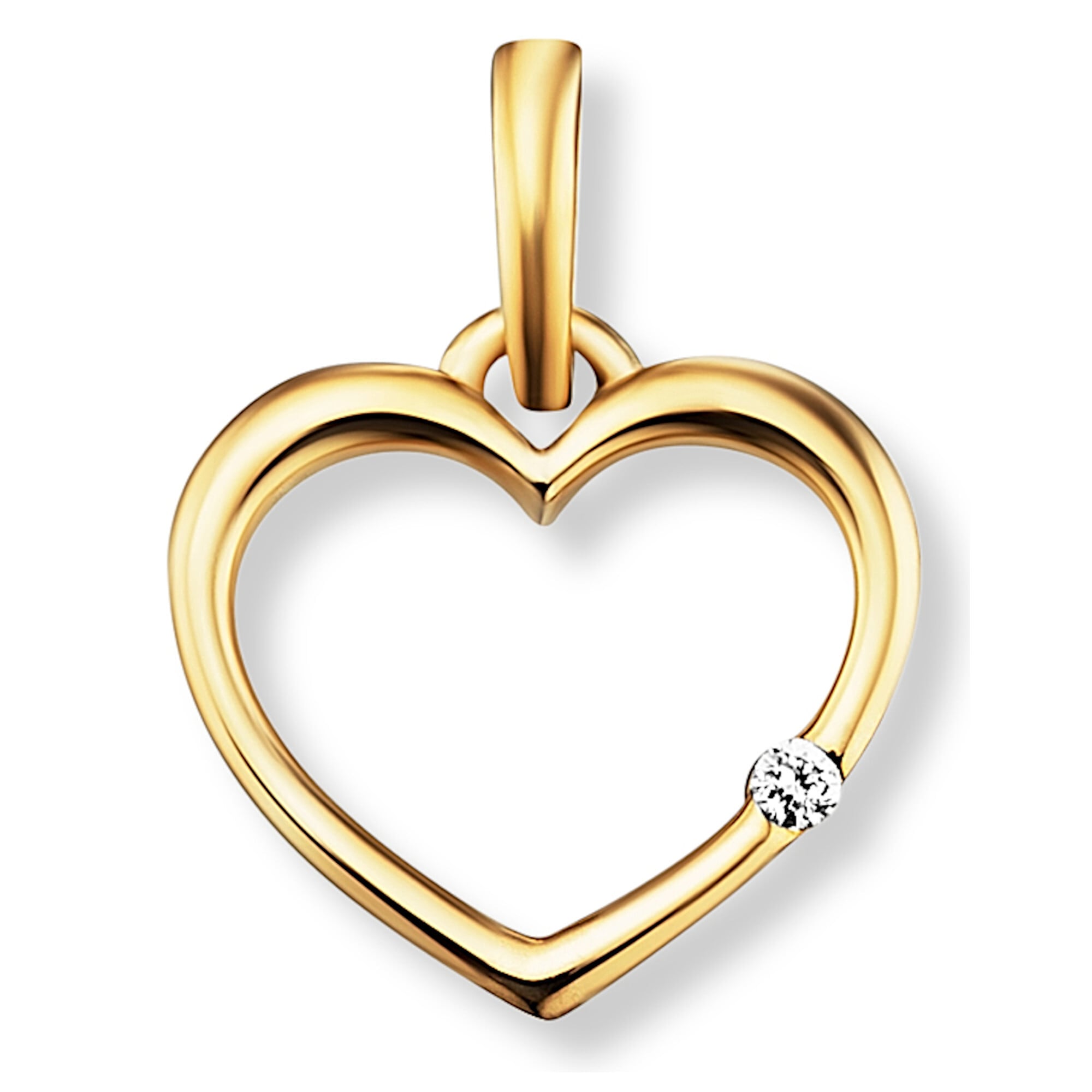 aus Schmuck Gelbgold«, Brillant ONE bestellen Herz Gold Anhänger ct »0.01 Damen Herz BAUR für 585 | Diamant ELEMENT Kettenanhänger