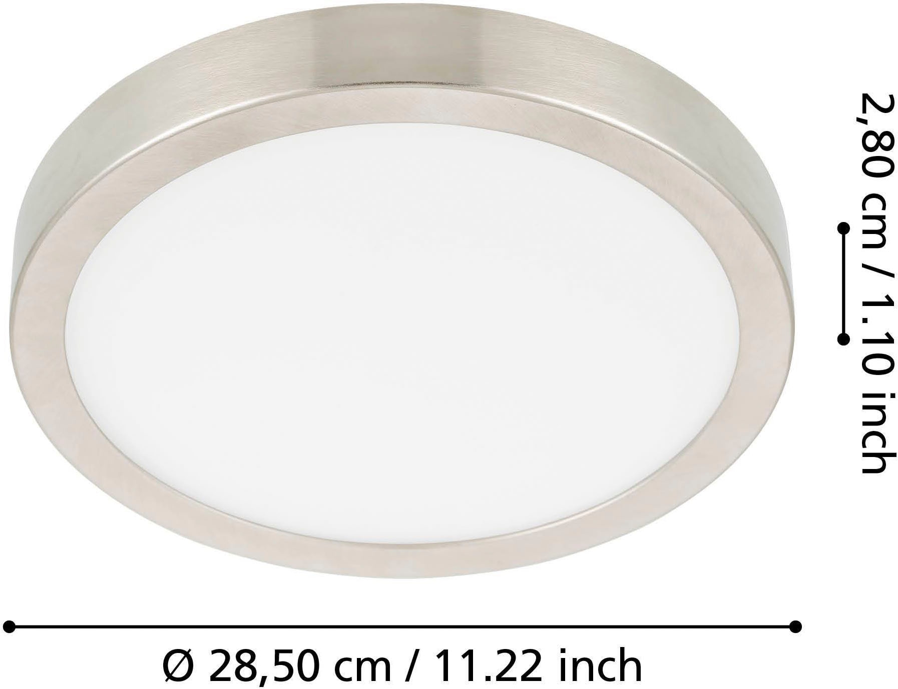 EGLO Aufbauleuchte »Fueva 5 Deckenleuchte, Flurlampe, Wohnzimmerlampe, Nickel-Matt, Lampe« LED-Modul 1 Stk. Warmweiß Ø 28,5 cm, Aufbauleuchte, Deckenlampe, LED Aufbaulampe, Lampe