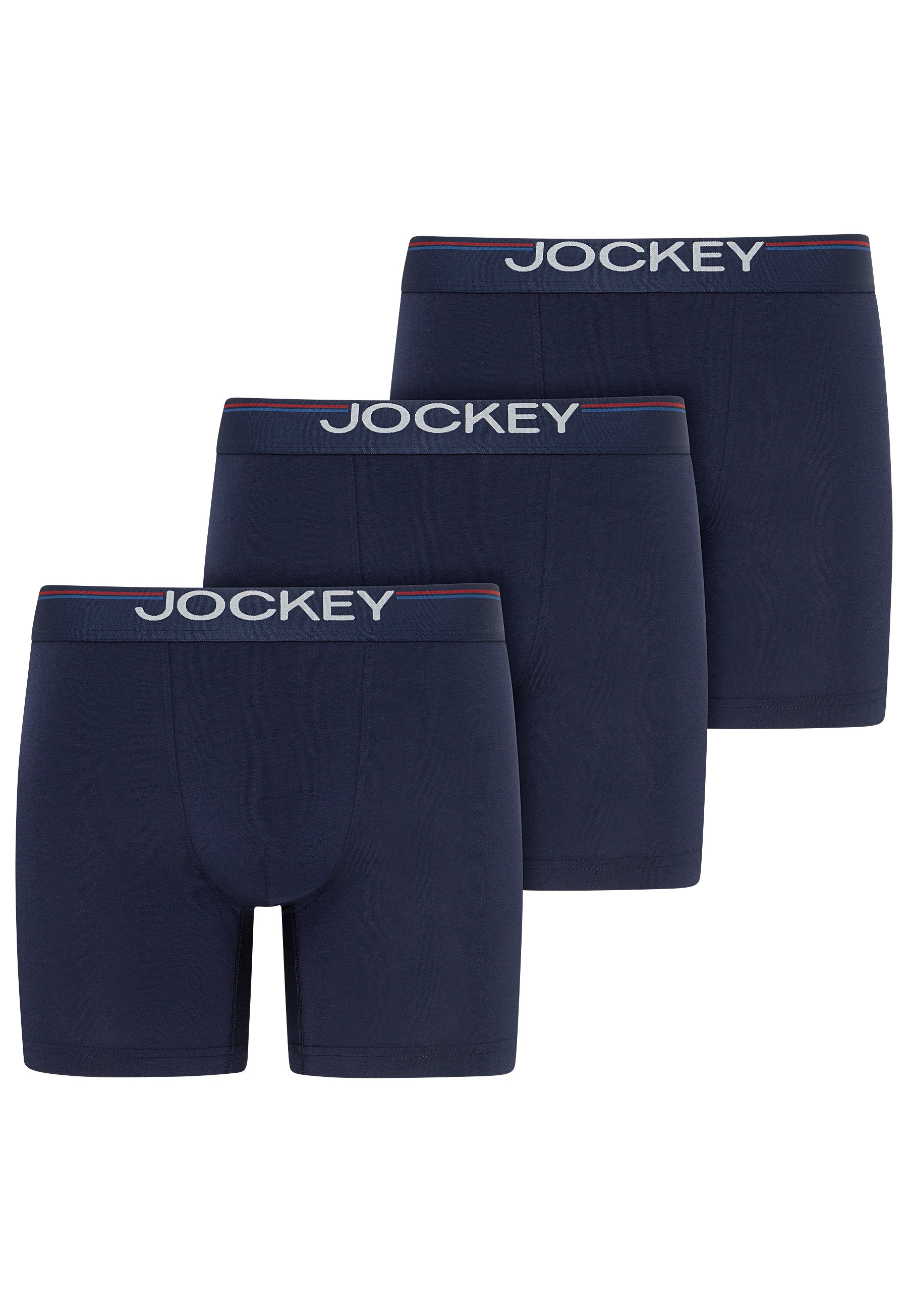 JOCKEY Herren Langer Boxer "Cotton Stretch", Gr. XL, blau, Single Jersey, Obermaterial: 95% Baumwolle, 5% Elasthan, unifarben, Unterhosen, eng